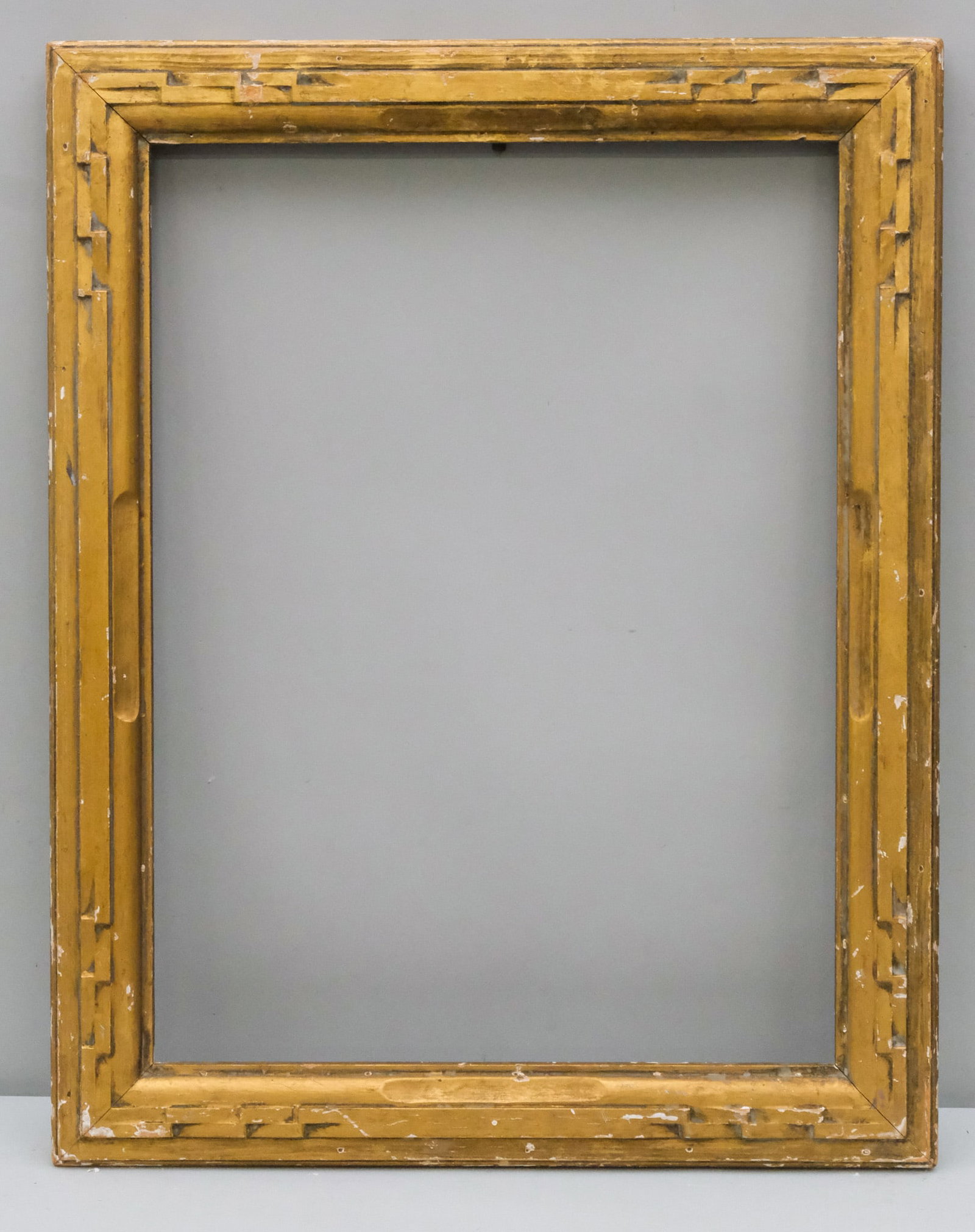 American Arts & Crafts Gilt Frame 18" x 24": American, ca. 1920, carved to resemble basket weave, in a great standard size. Overall 22 3/4" x 28 3/4", Rabbet 18" x 24", Molding 2 3/4".