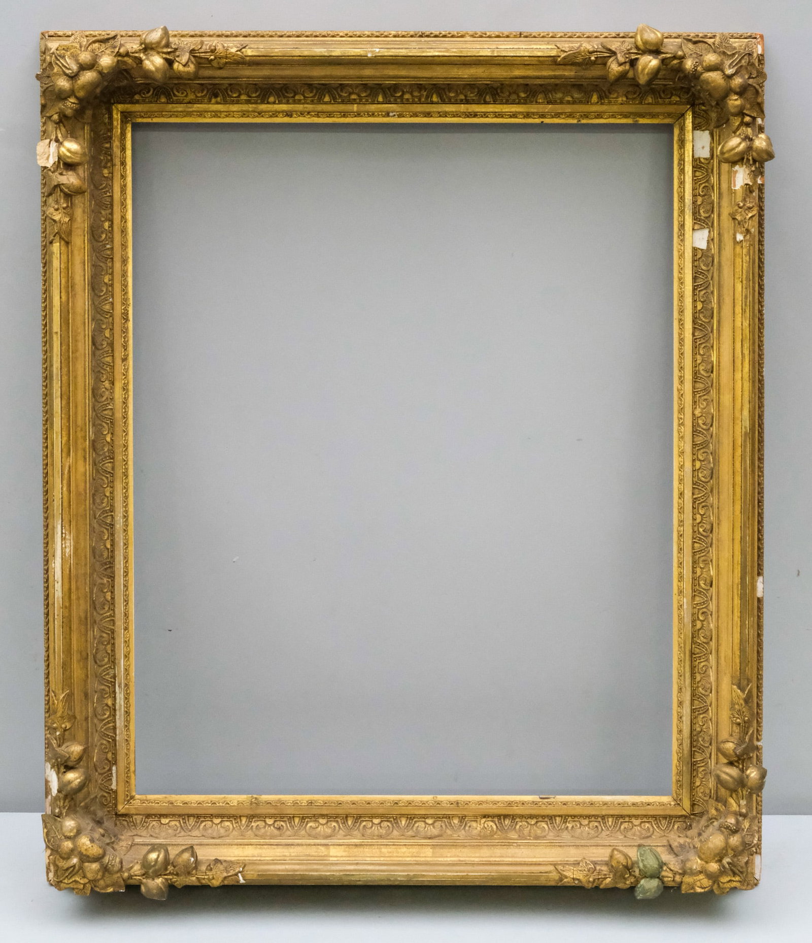 Hudson River School Gilt Frame 17 1/4" x 21 3/4": American, ca. 1850, having naturalistic motifs. Overall 22 1/2" x 27", Rabbet 17 1/4" x 21 3/4", Molding 3".