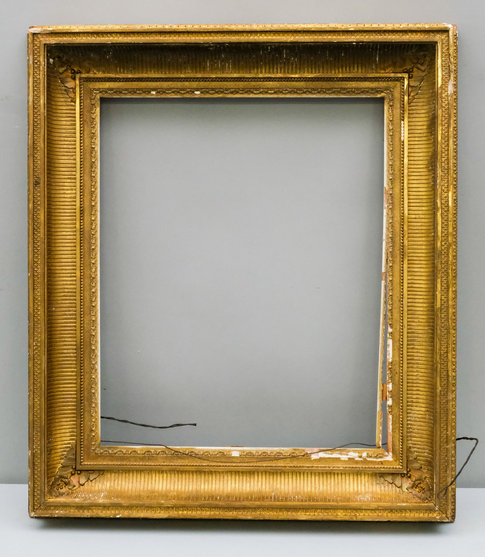 Hudson River School Gilt Frame 17 1/2" x 21 1/2": American, ca. 1860, having fluted cove and guilloche top edge. Overall 25 3/4" x 29 3/4", Rabbet 17 1/2" x 21 1/2", Molding 4 1/4".