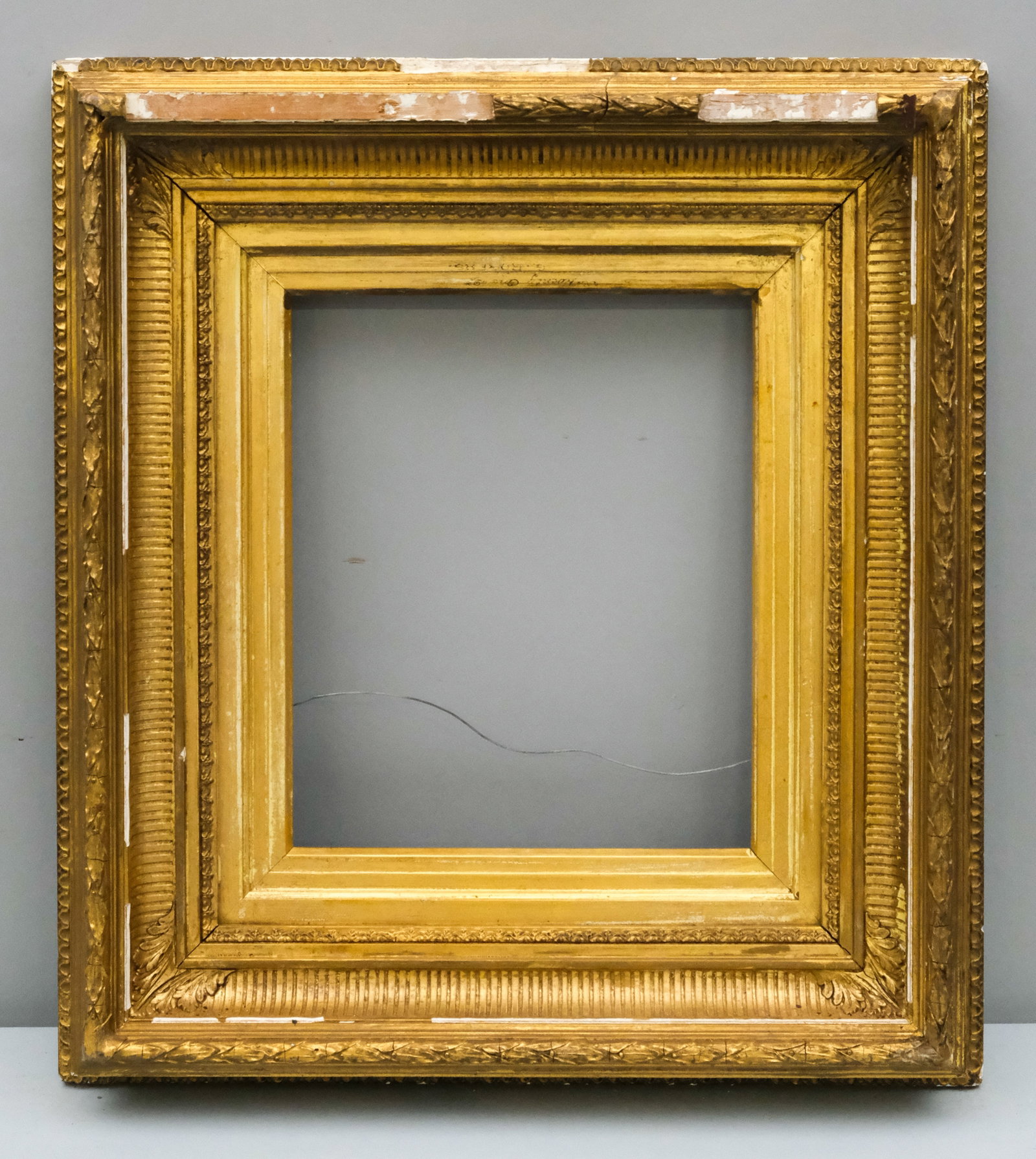 Hudson River School Gilt Frame 10" x 12": American, ca. 1860, having fluted cove, in a great standard size. Overall 19 1/4" x 21 1/2", Rabbet 10" x 12", Molding 5".