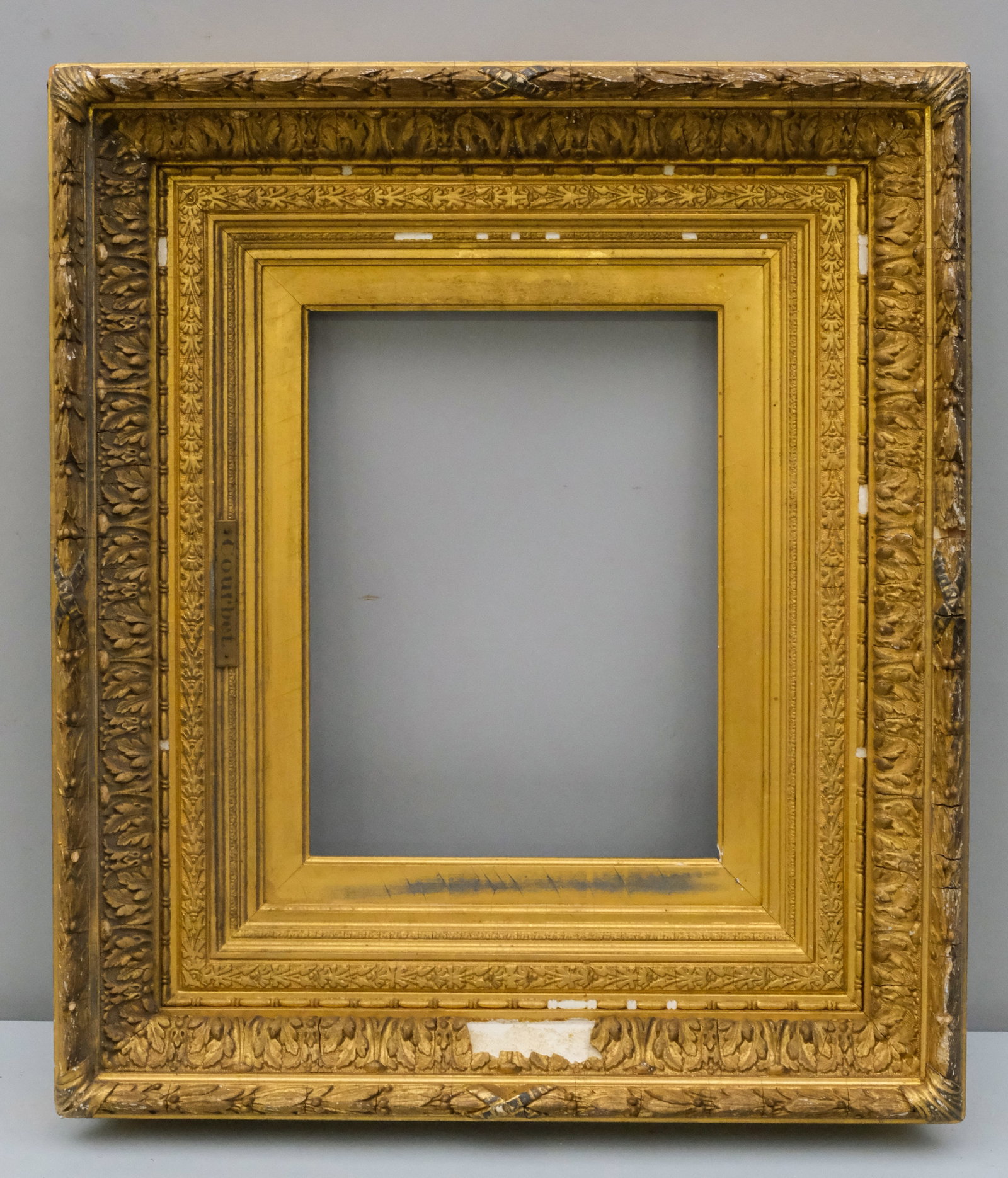Hudson River School Gilt Frame 9 1/2" x 13": American, ca. 1870, having acanthus ogee and laurel and berry top edge. Overall 20" x 23", Rabbet 9 1/2" x 13", Molding 5 1/4".