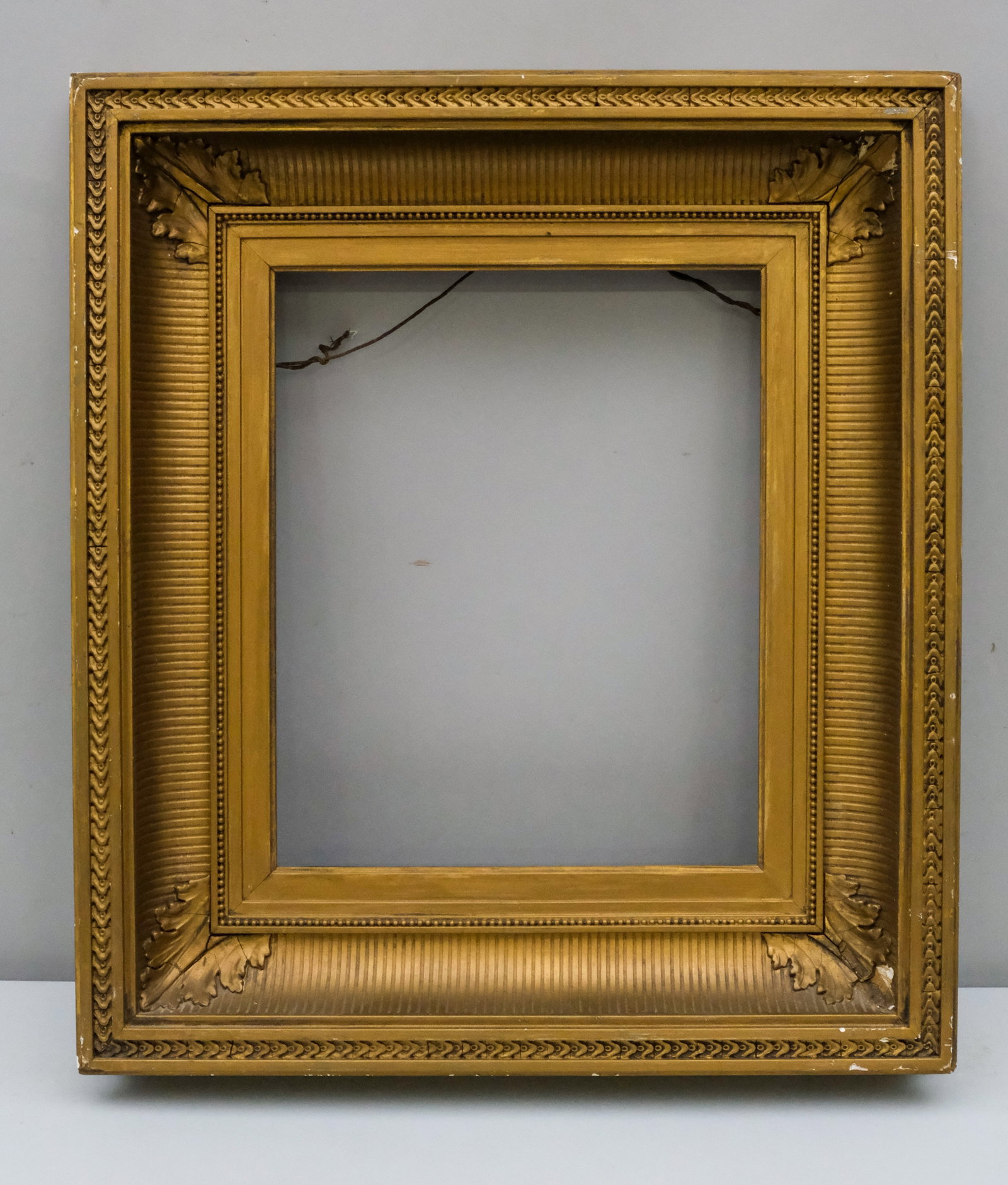 Hudson River School Gilt Frame 11" x 13 3/4": American, ca. 1860, having fluted cove and guilloche top edge. Overall 19 1/2" x 22", Rabbet 11" x 13 3/4", Molding 4 1/2".
