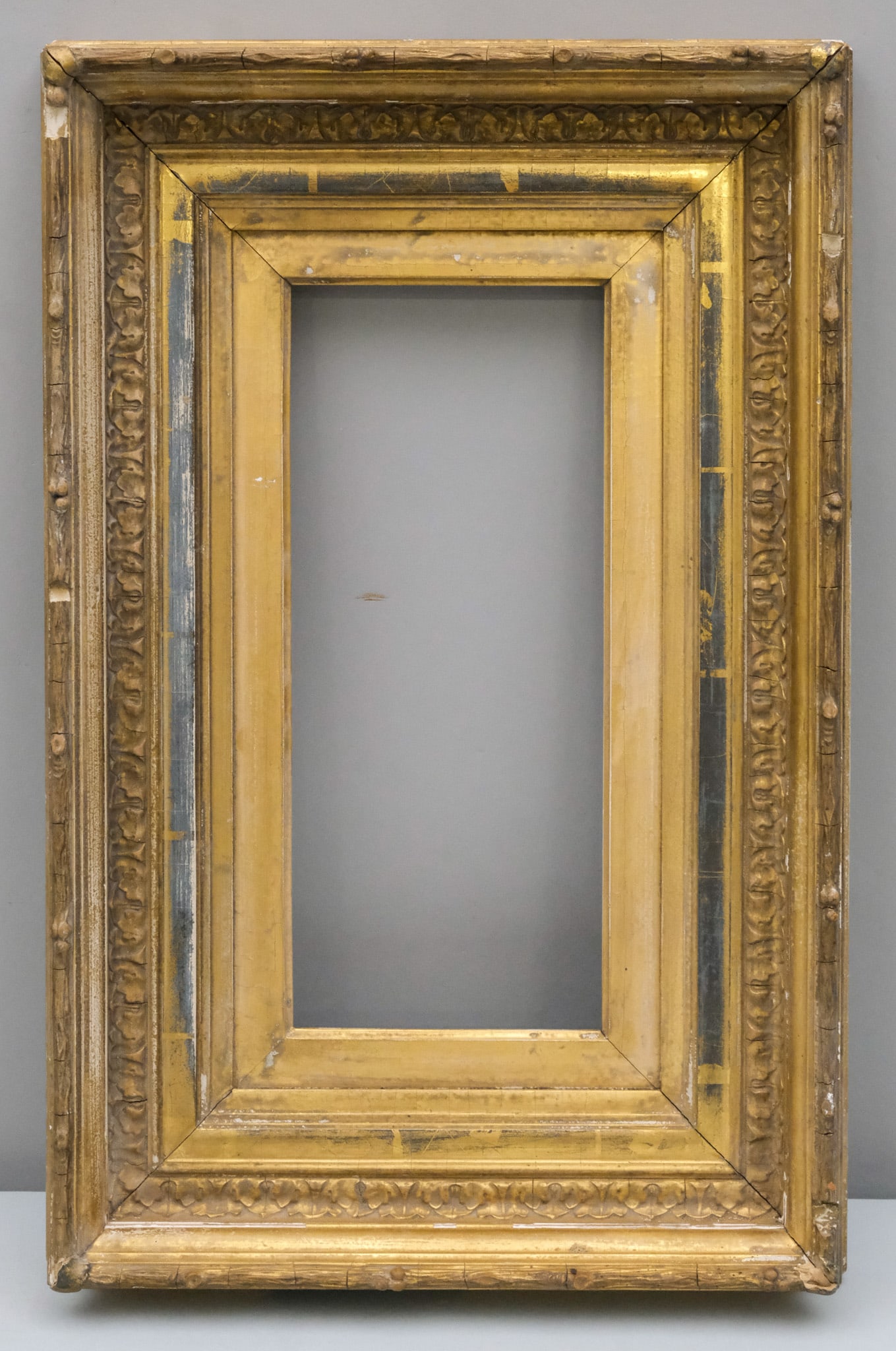Hudson River School Gilt Frame 5 1/2" x 12 1/2": American, ca. 1860, having bark top edge. Overall 12 3/4" x 19 3/4", Rabbet 5 1/2" x 12 1/2", Molding 3 3/4".