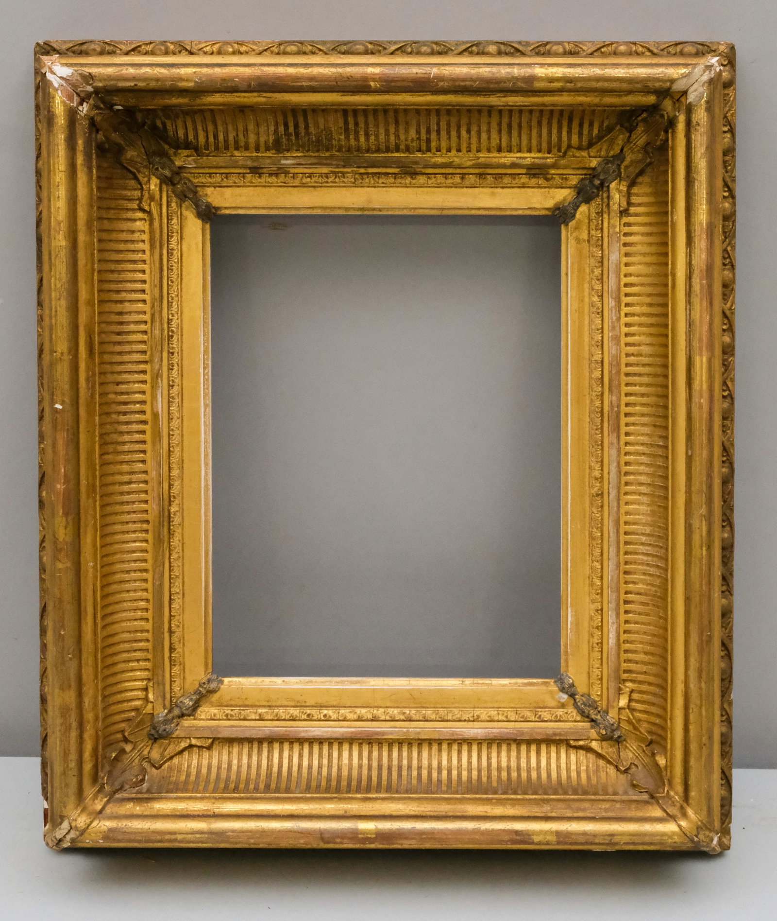 Hudson River School Gilt Frame 7" x 9": American, ca. 1860, having fluted cove. Overall 12" x 14", Rabbet 7" x 9", Molding 3".