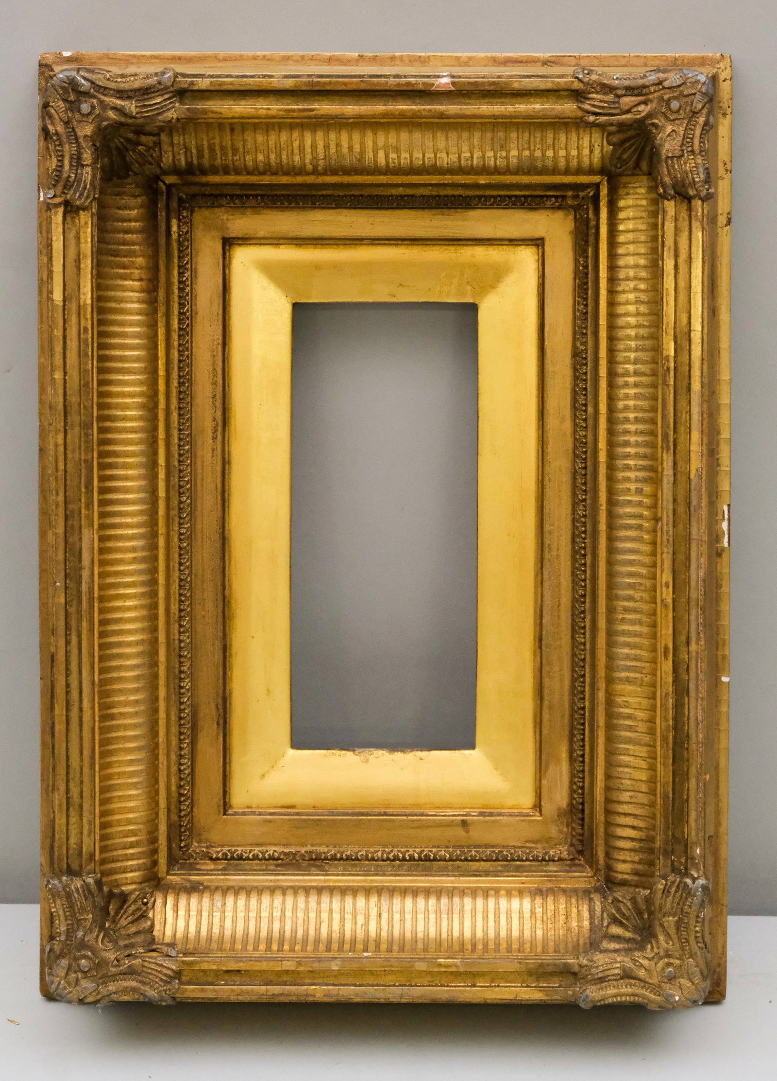 Hudson River School Gilt Frame 3 1/4" x 7 1/4": American, ca. 1860, having fluted cove. Overall 10 1/2" x 14 1/4", Rabbet 3 1/4" x 7 1/4", Molding 3 3/4".