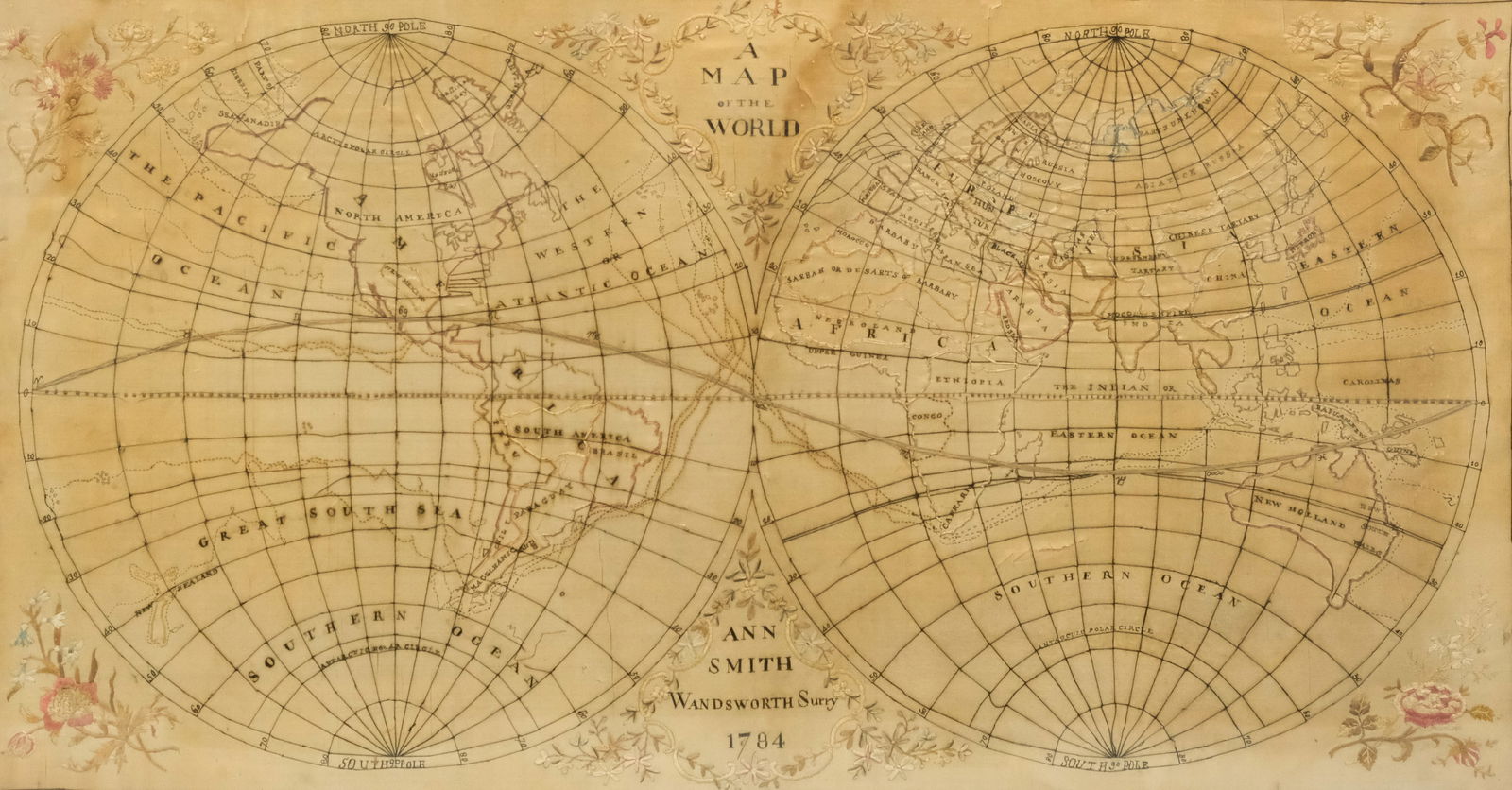 British School, Needlework "Map of the World" (1 of 5)