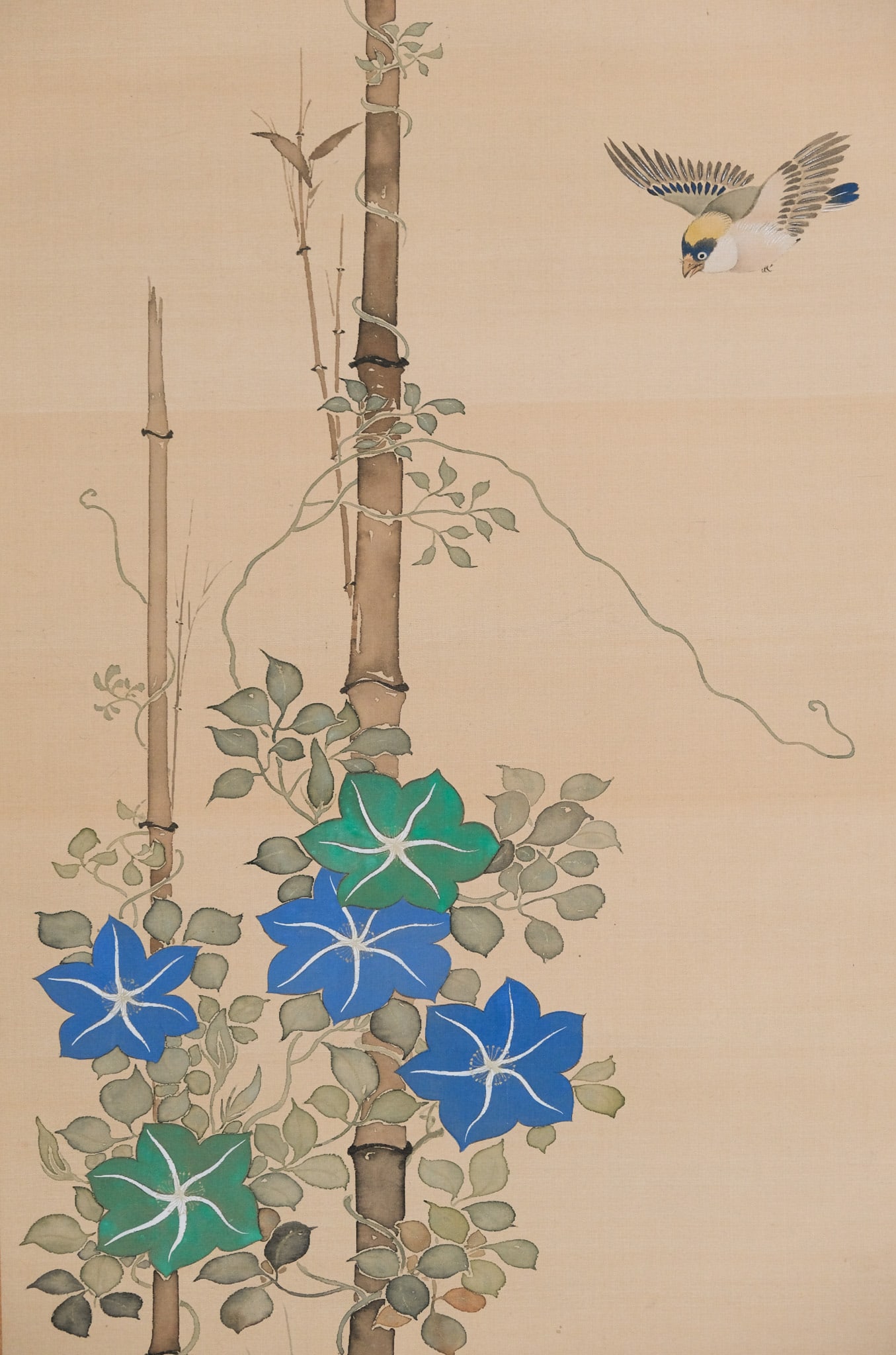 Sakai Hoitsu, Flowers Around Bamboo Kakejiku (1 of 4)