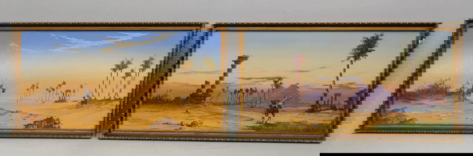 Victor Prescott, Group of Two Egyptian Landscapes: Victor L. Prescott (British, born 19th century), group of two watercolors on paper depicting views of the Egyptian landscape, signed l.r., 9 1/4" x 19" sight size, 11" x 20 3/4" framed.