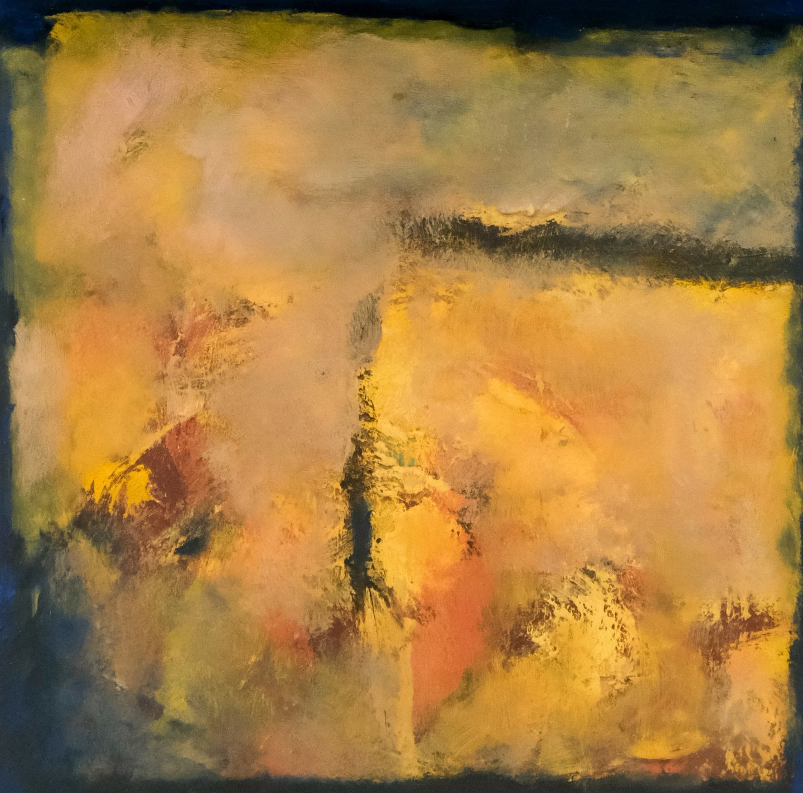 J. R. Ringdahl, "A Misty Provincetown": J. R. Ringdahl (American, 20th century), 2010, mixed media on board depicting a fog-obscured Provincetown, signed, titled and dated verso, 9 1/2" x 9 1/2" overall.