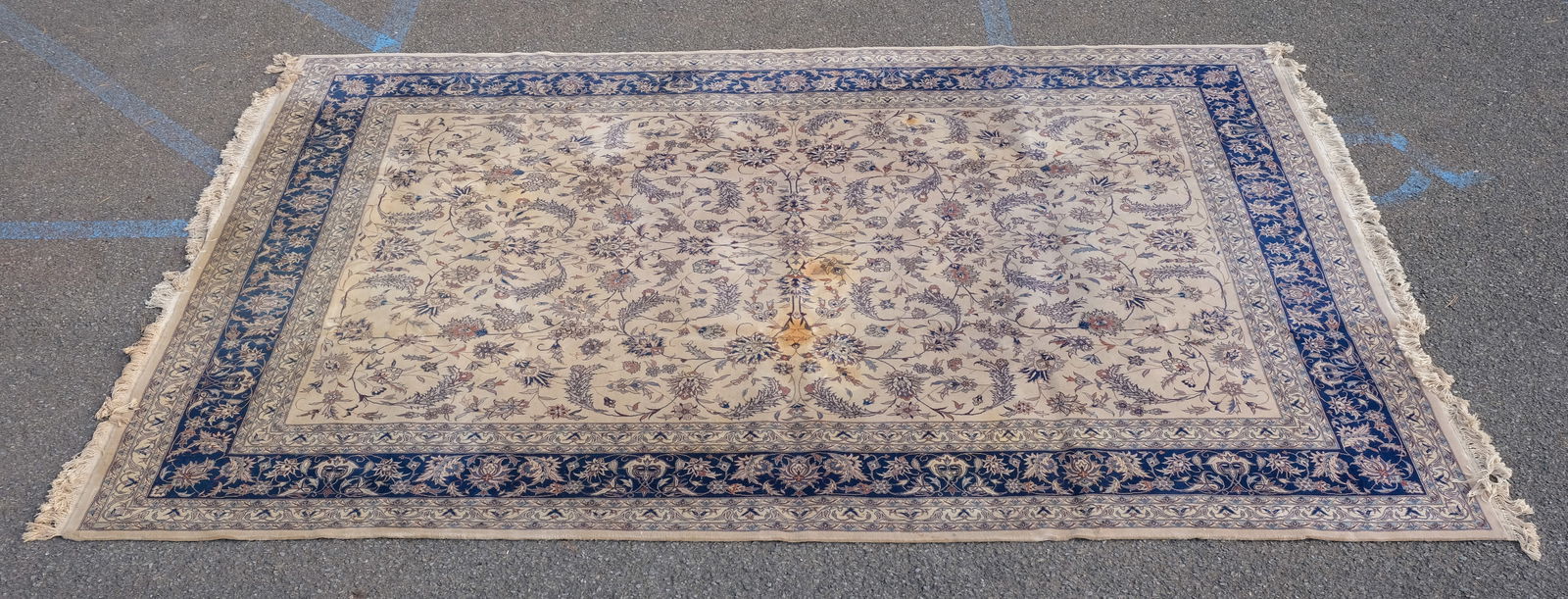 Vintage Ivory Sarouk Rug 107" x 158" (1 of 7)