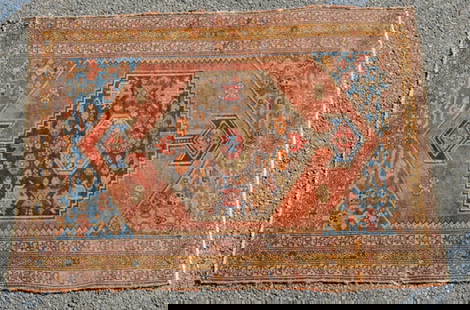 Antique Caucasian Tribal Rug 44" x 58": Caucasus, early 20th or late 19th century, 44" x 58"