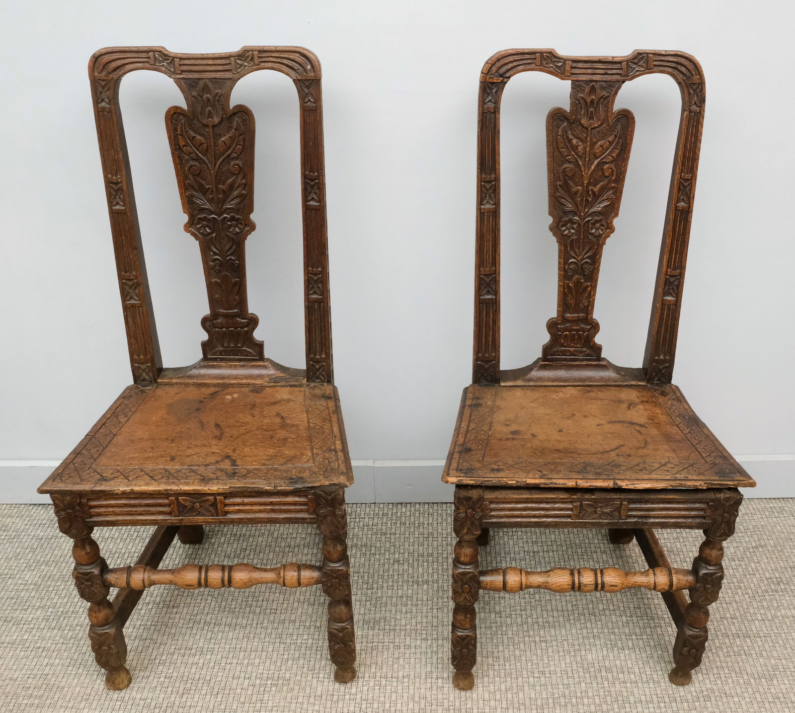 Pair of English Carved Oak Chairs (1 of 10)