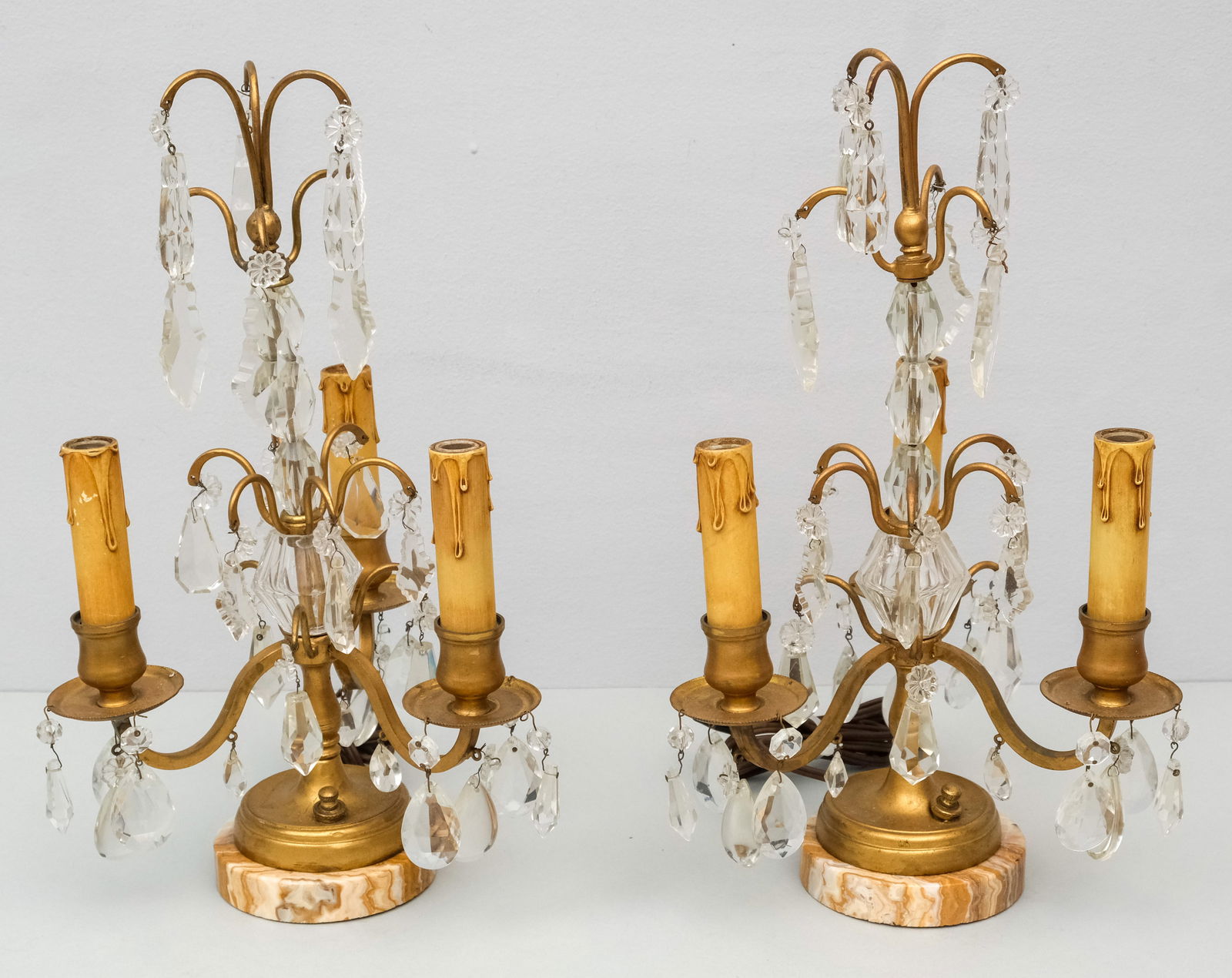 Pair Antique Three Light Girandole Lamps (1 of 6)