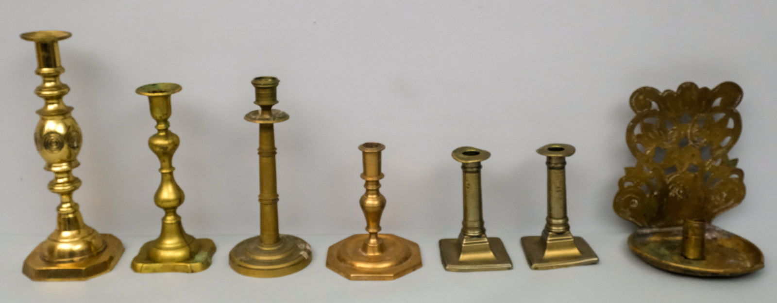 Group of Antique Brass Candlesticks (1 of 8)