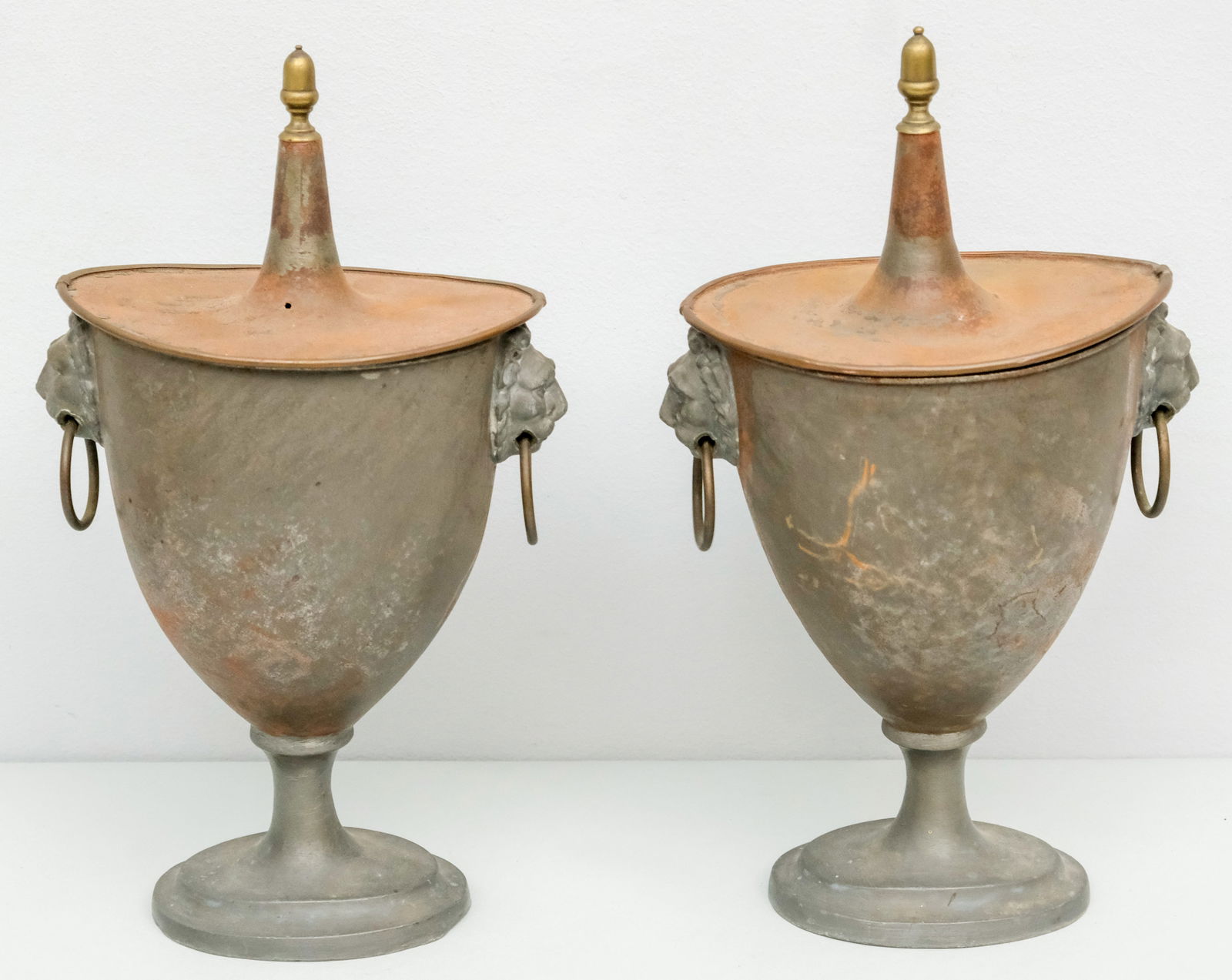 Pair Antique Metal Covered Neoclassical Urns (1 of 7)