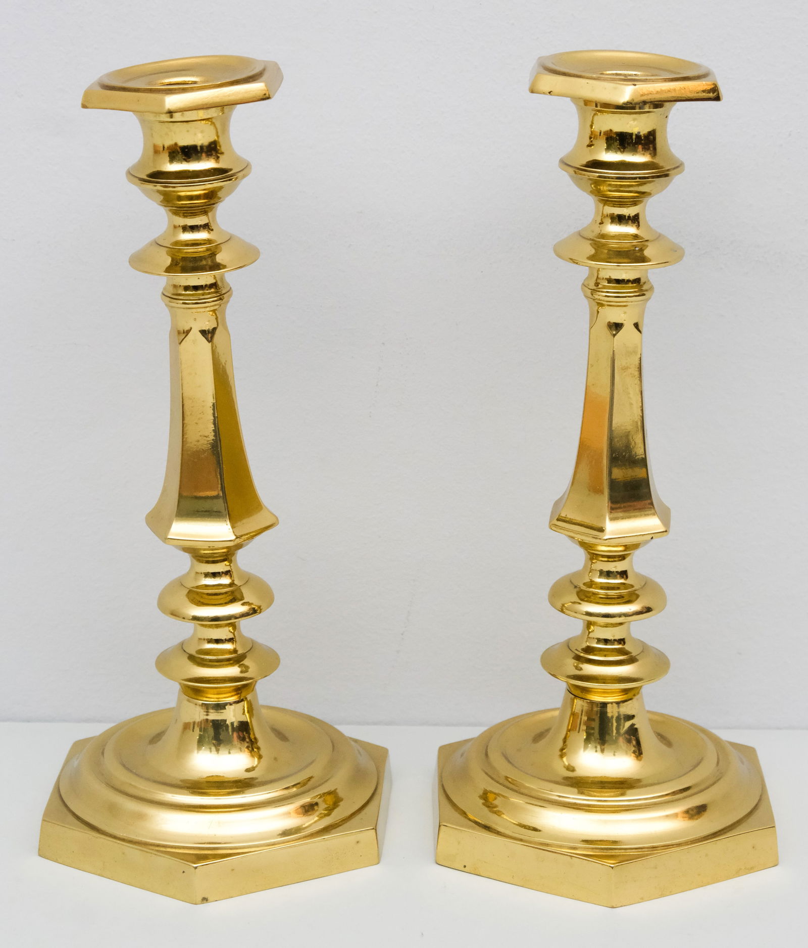 Pair Antique Louis XIV Style Brass Candlesticks (1 of 7)