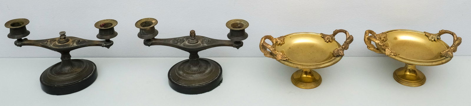 Pair of Antique Gilt Metal Braziers & Candlesticks (1 of 7)