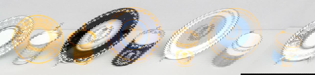 Antique Sevres Porcelain From Chateau de Tuileries: (3) Sevres cups & saucers in varying palettes, including one bearing the insignia of Louis Philippe. Marked as shown.