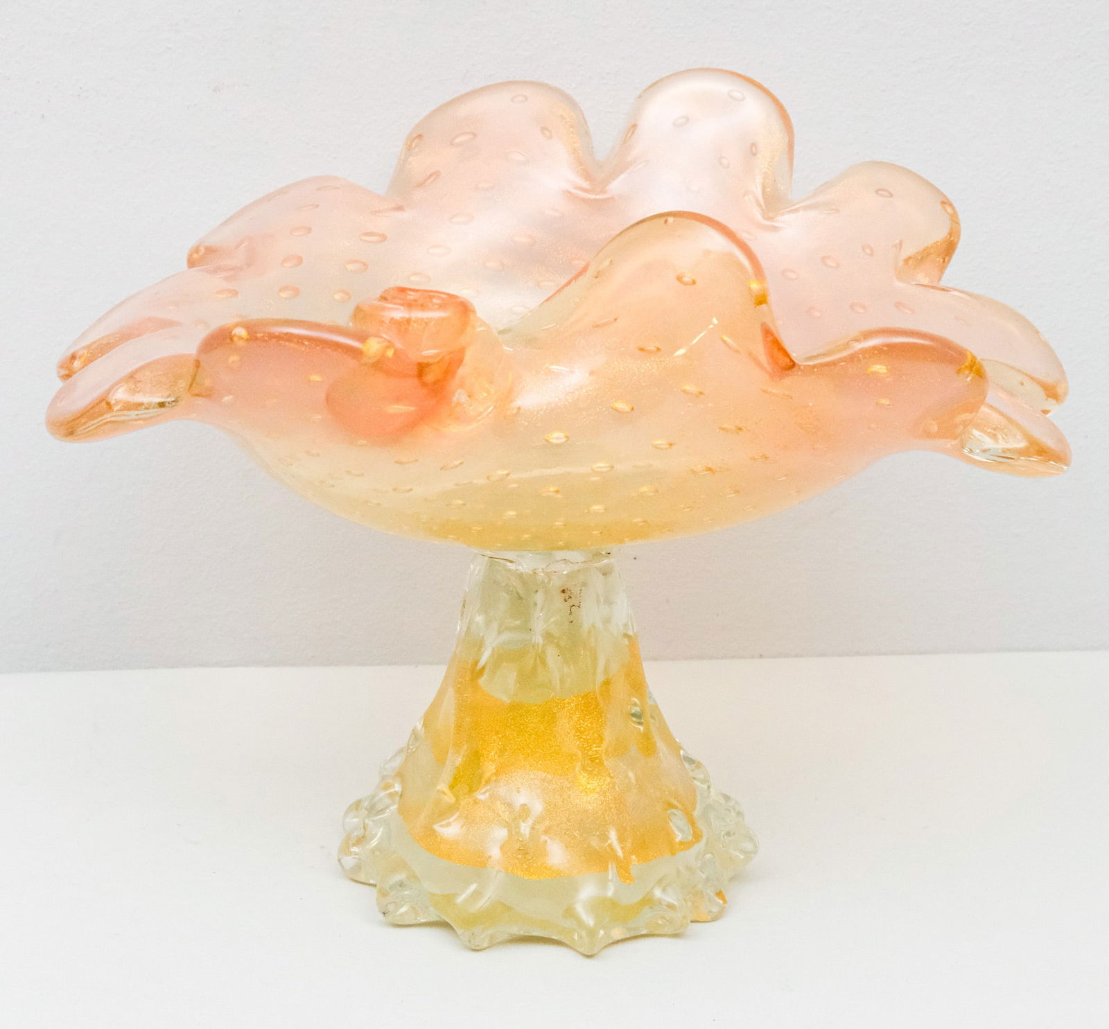 Vintage Murano Pink & Gold Glass Compote (1 of 8)