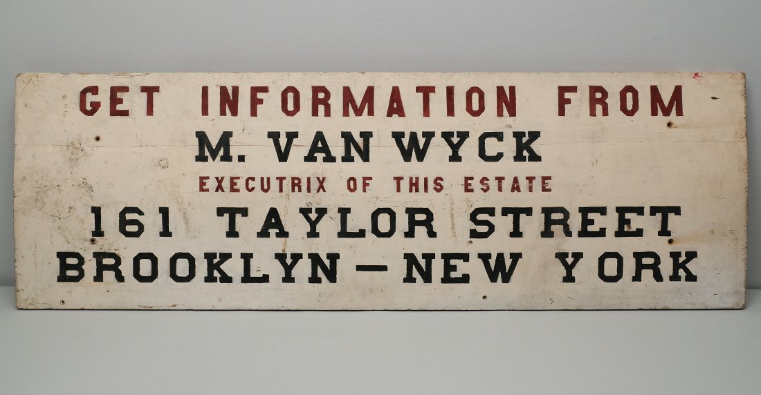 Large Antique Hand Painted Wooden Sign (1 of 3)