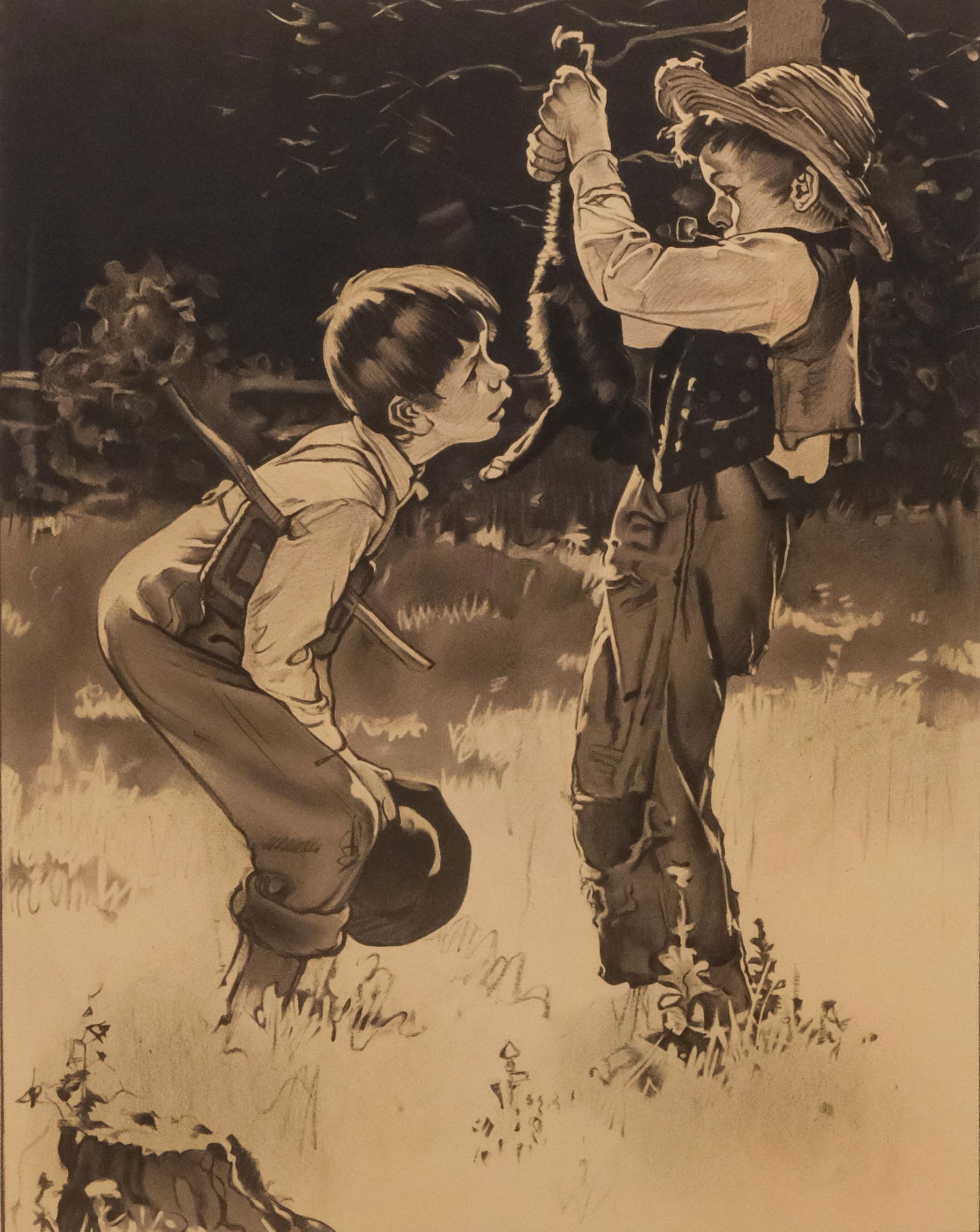 Norman Rockwell, "Dead Cat" from Tom Sawyer (1 of 5)