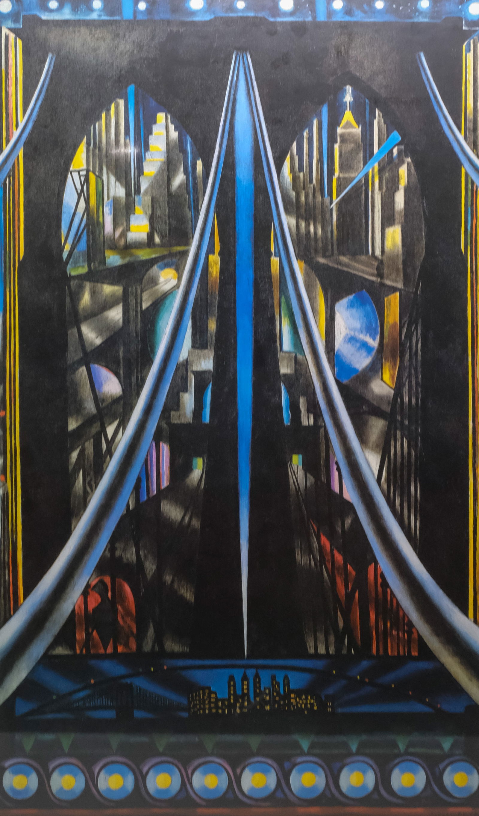 Joseph Stella Permanent Collection Poster: Poster for the Joseph Stella in the permanent collection at the Whitney Museum of American Art in New York, 37 3/4" x 19 3/4" sight size, 28 1/4" x 20 1/4" framed.