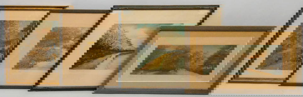Wallace Nutting, Lot of Four: Lot consisting of hand-tinted photographs by Wallace Nutting (American 1861-1941), David Davidson (American 1881-1967), and others, largest 14 3/4"x 18 1/4", smallest 14 1/4" x 12 1/4".