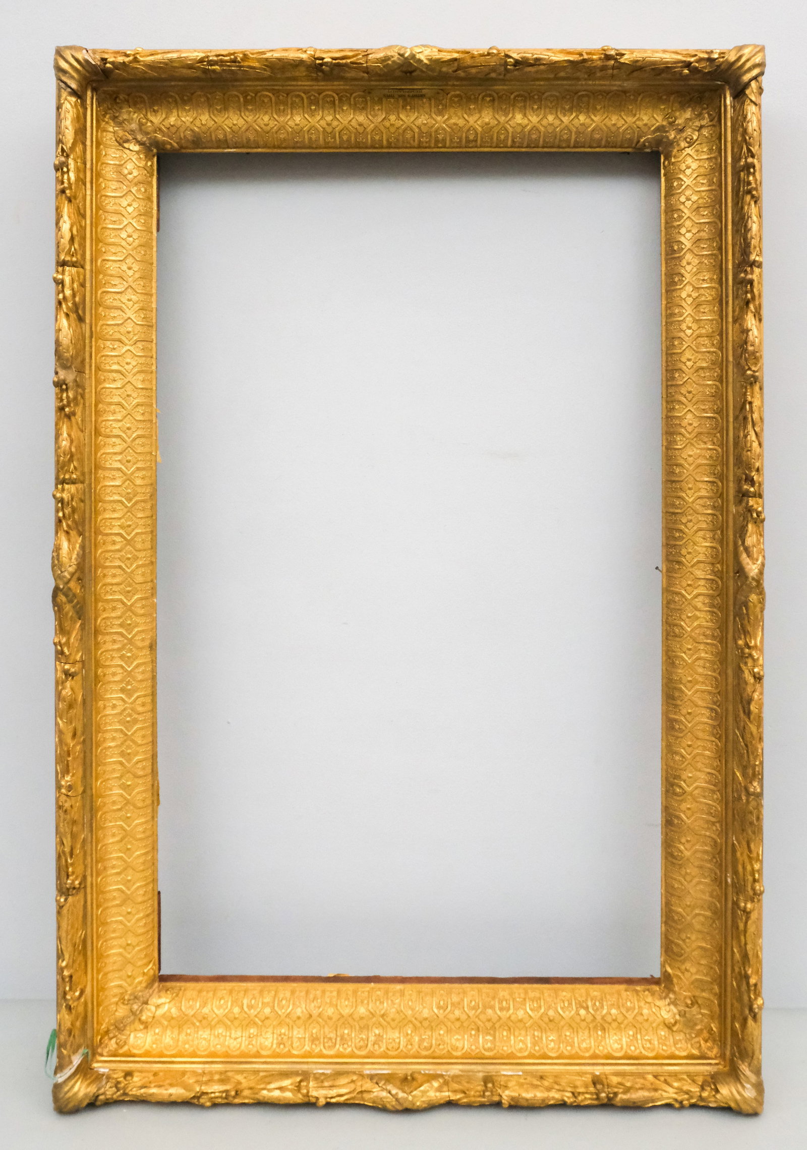 Hudson River School Gilt Frame 18" x 30": American, ca. 1870, having laurel and berry top edge. Overall 24" x 36", rabbet 18" x 30", molding 3 1/4".