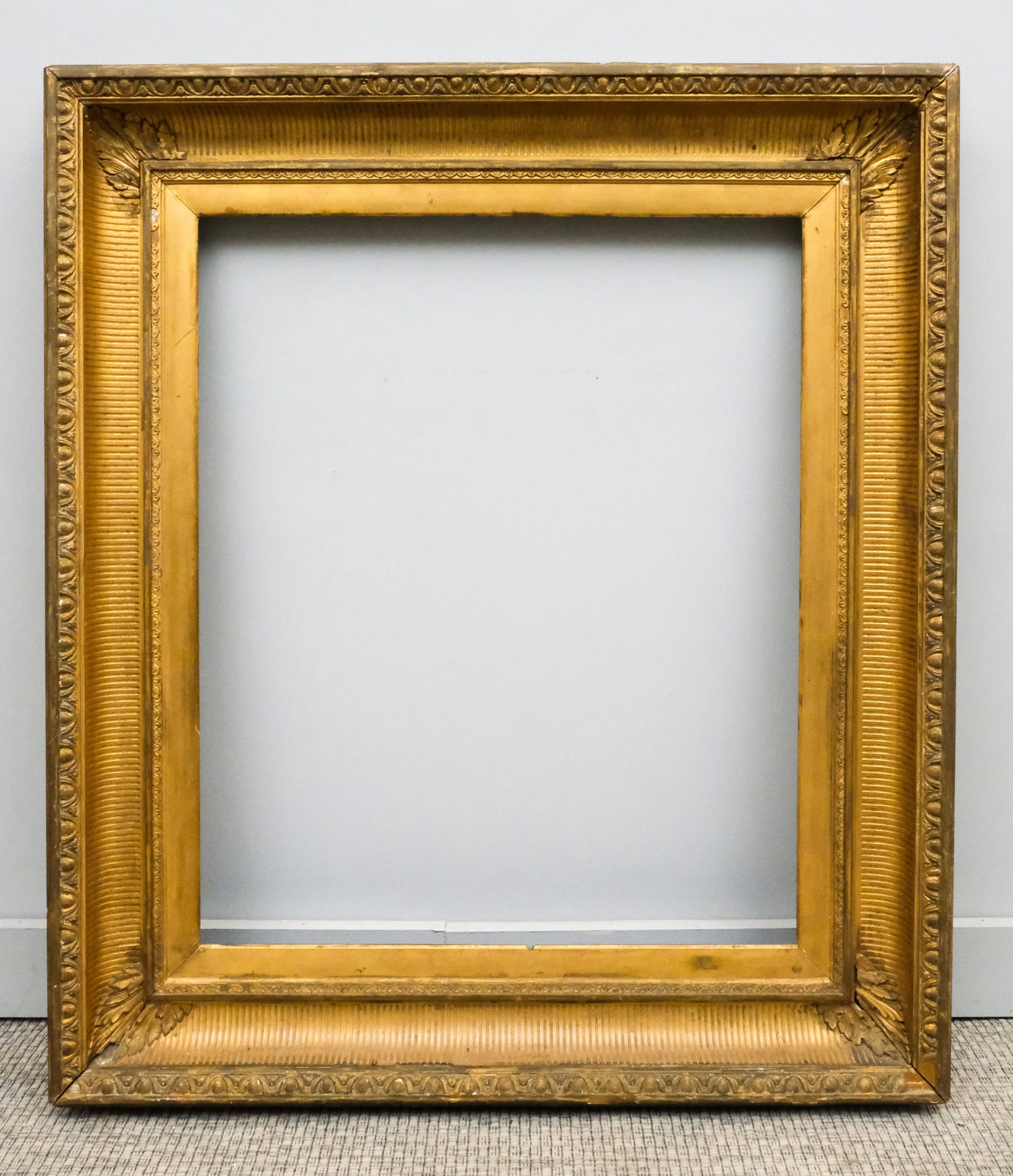 Hudson River School Gilt Frame 25" x 30": American, ca. 1860, having fluted cove and egg and dart top edge, in a great standard size. Overall 36 1/4" x 41 1/2", rabbet 25" x 30", molding 5 3/4".