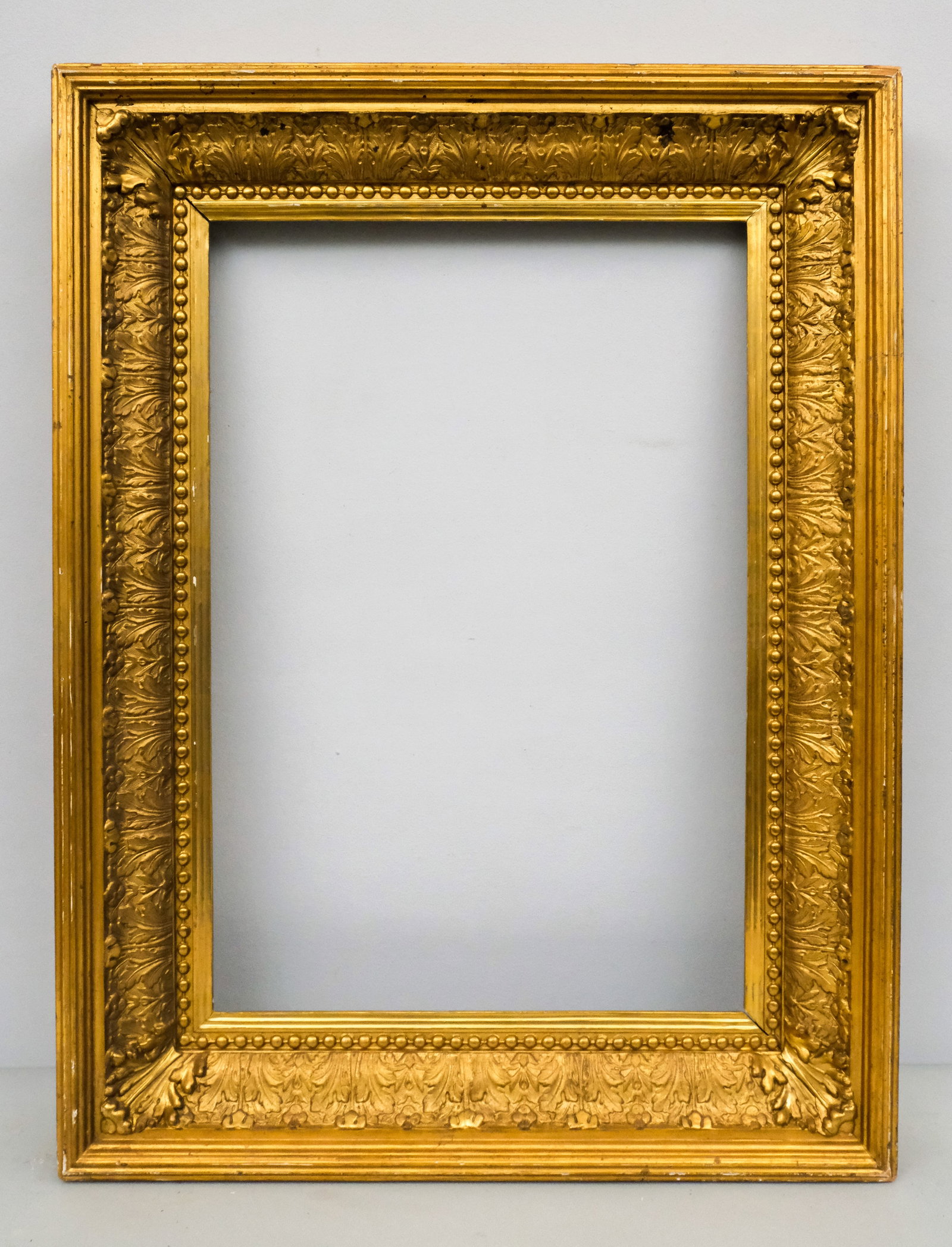 Hudson River School Gilt Frame 17" x 25": American, ca. 1870, having acanthus ogee and reeded top edge. Overall 25" x 33", rabbet 17" x 25", molding 4".