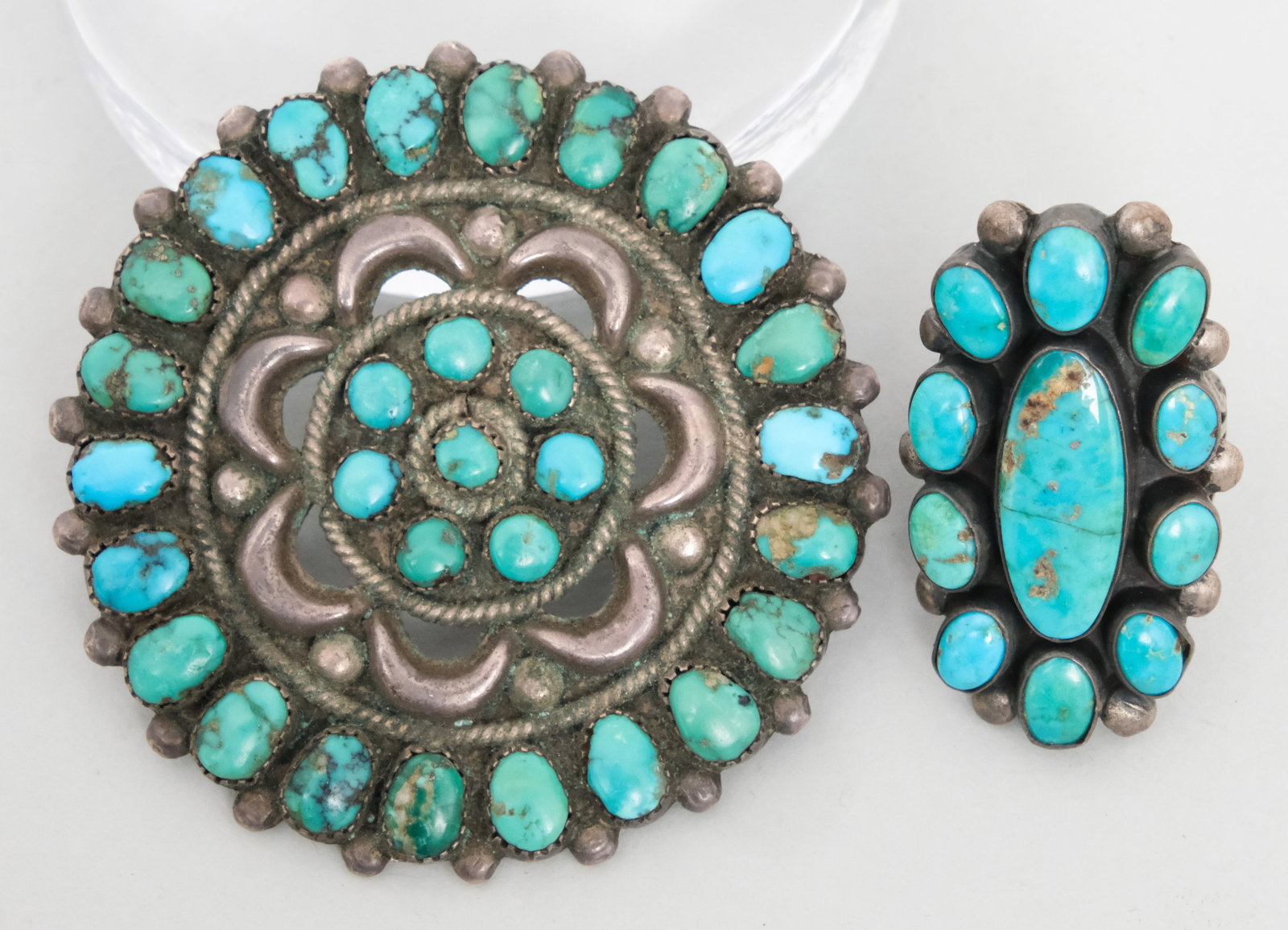 Native American Silver & Turquoise Ring & Brooch (1 of 11)