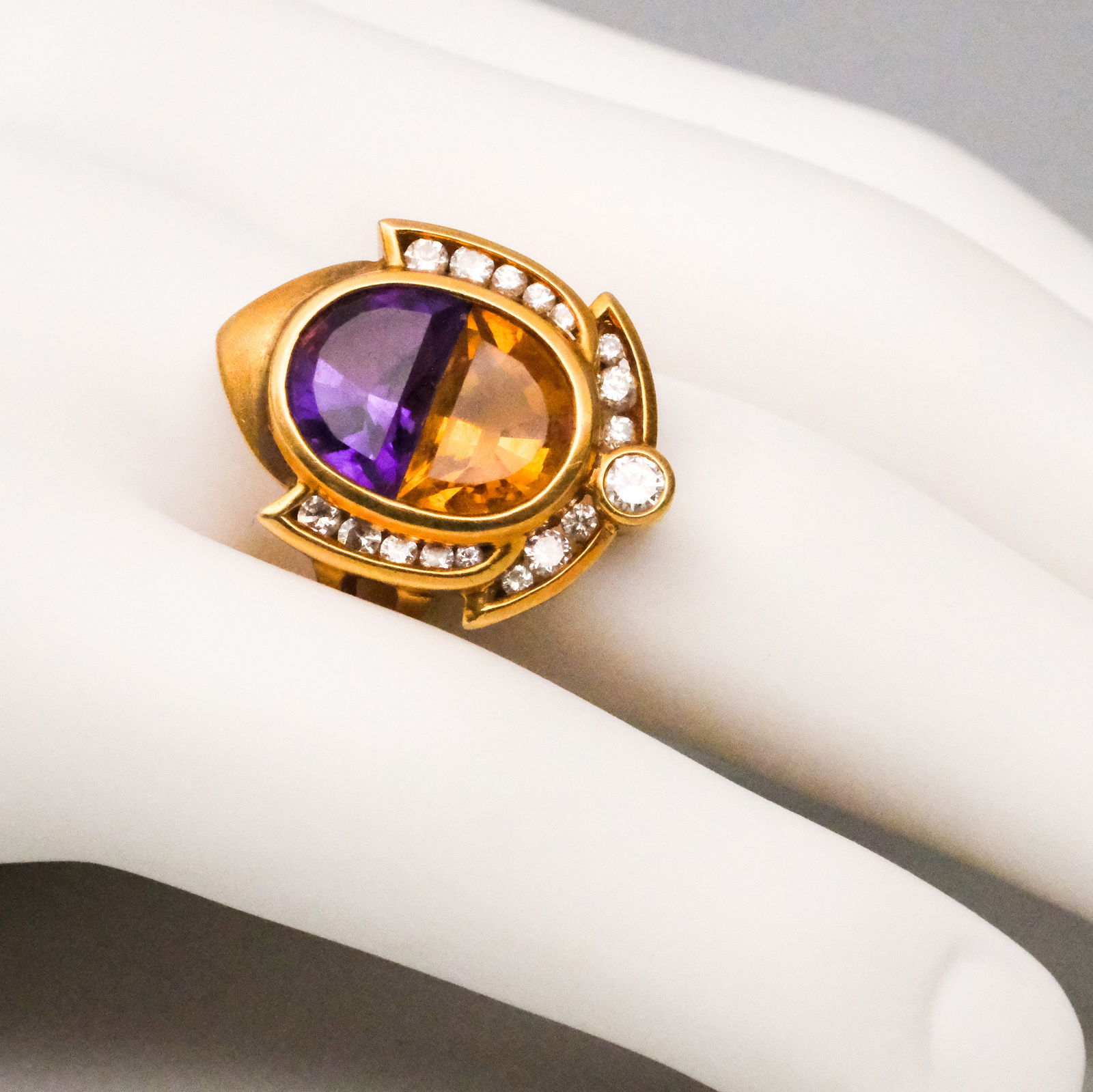 18K Gold Amethyst Diamond & Citrine Ring (1 of 12)