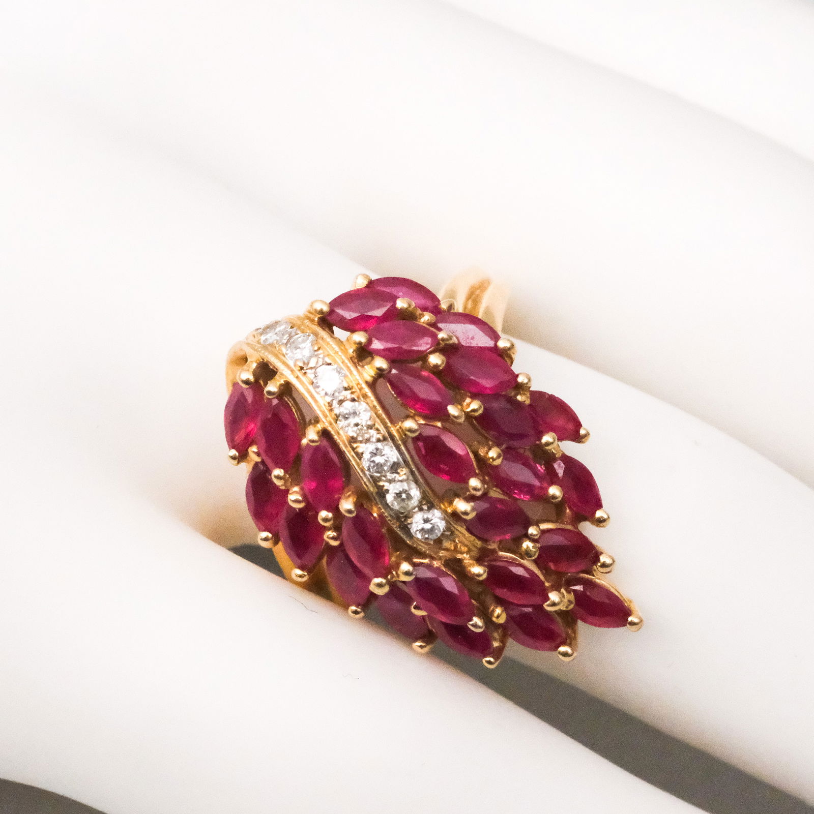14K Gold Cocktail Ring with Rubies & Diamonds (1 of 15)