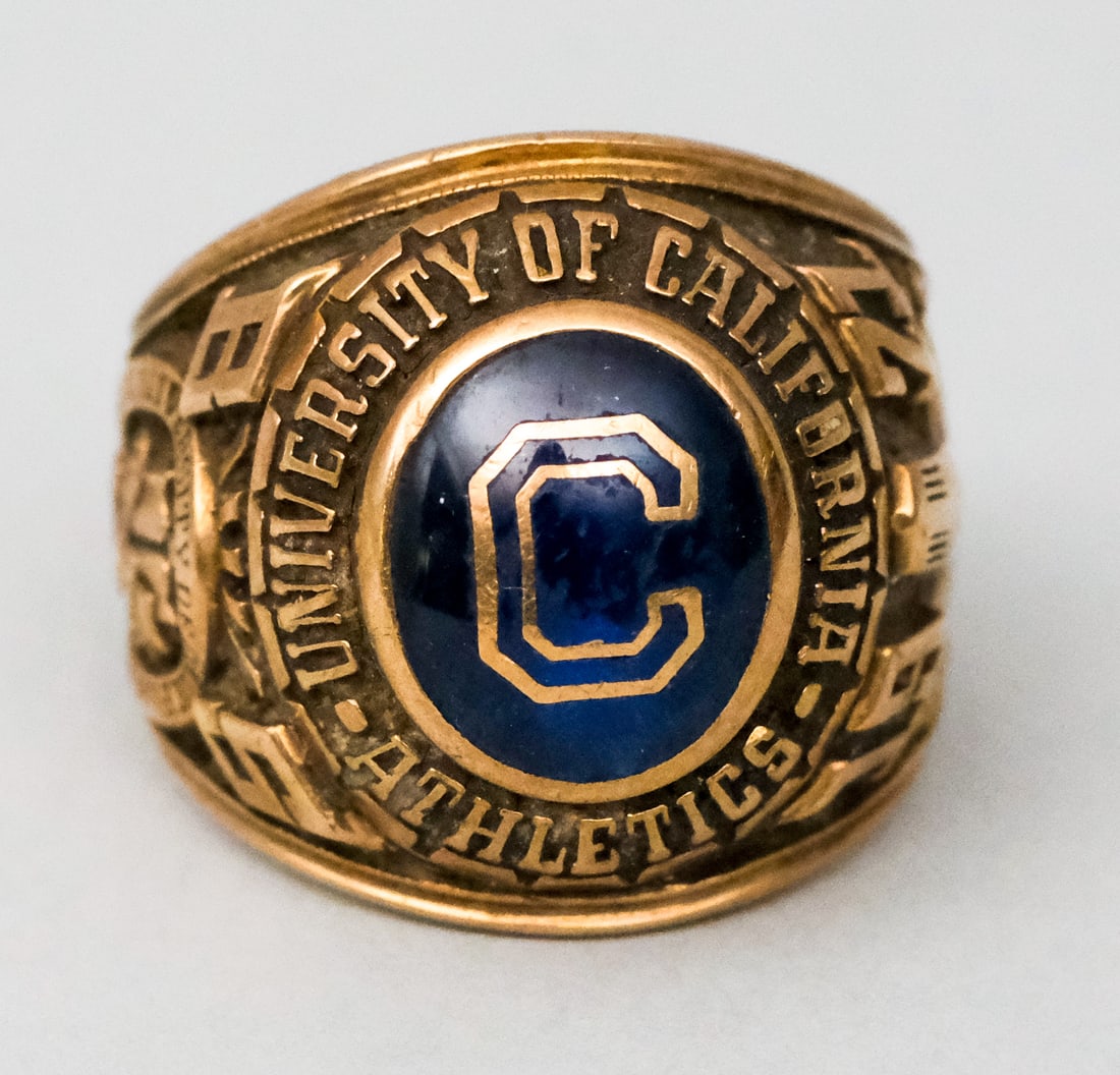 10K Gold University California Athletic Class RIng: Size 7 1/2 and 9.9 dwt of 10K. Hallmarked as shown.
