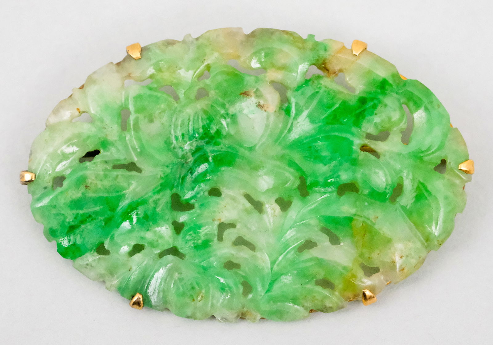 Antique 14K Gold & Carved Jade Brooch (1 of 5)