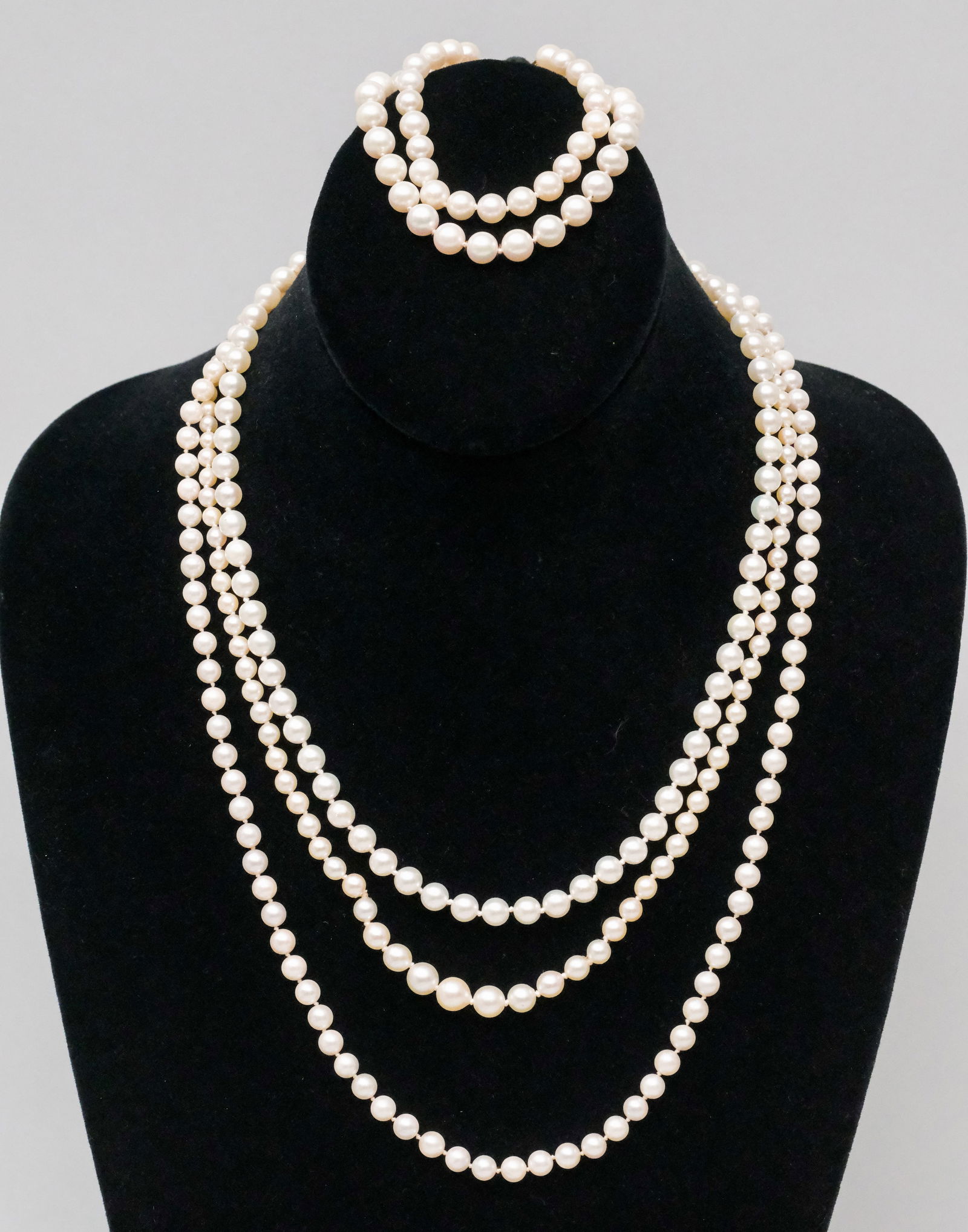 3 14K Gold & Pearl Necklaces & 2 Bracelets (1 of 4)