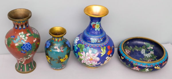Lot of Cloisonne Vases & Vide Poche (1 of 8)