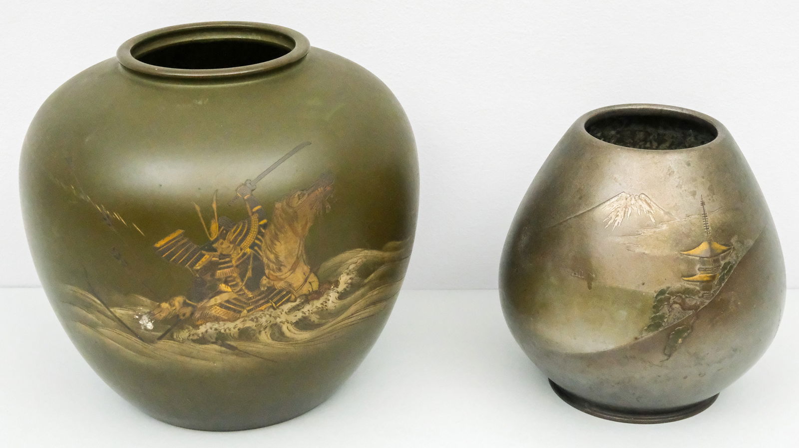 Signed Japanese Bronze Vases (1 of 13)