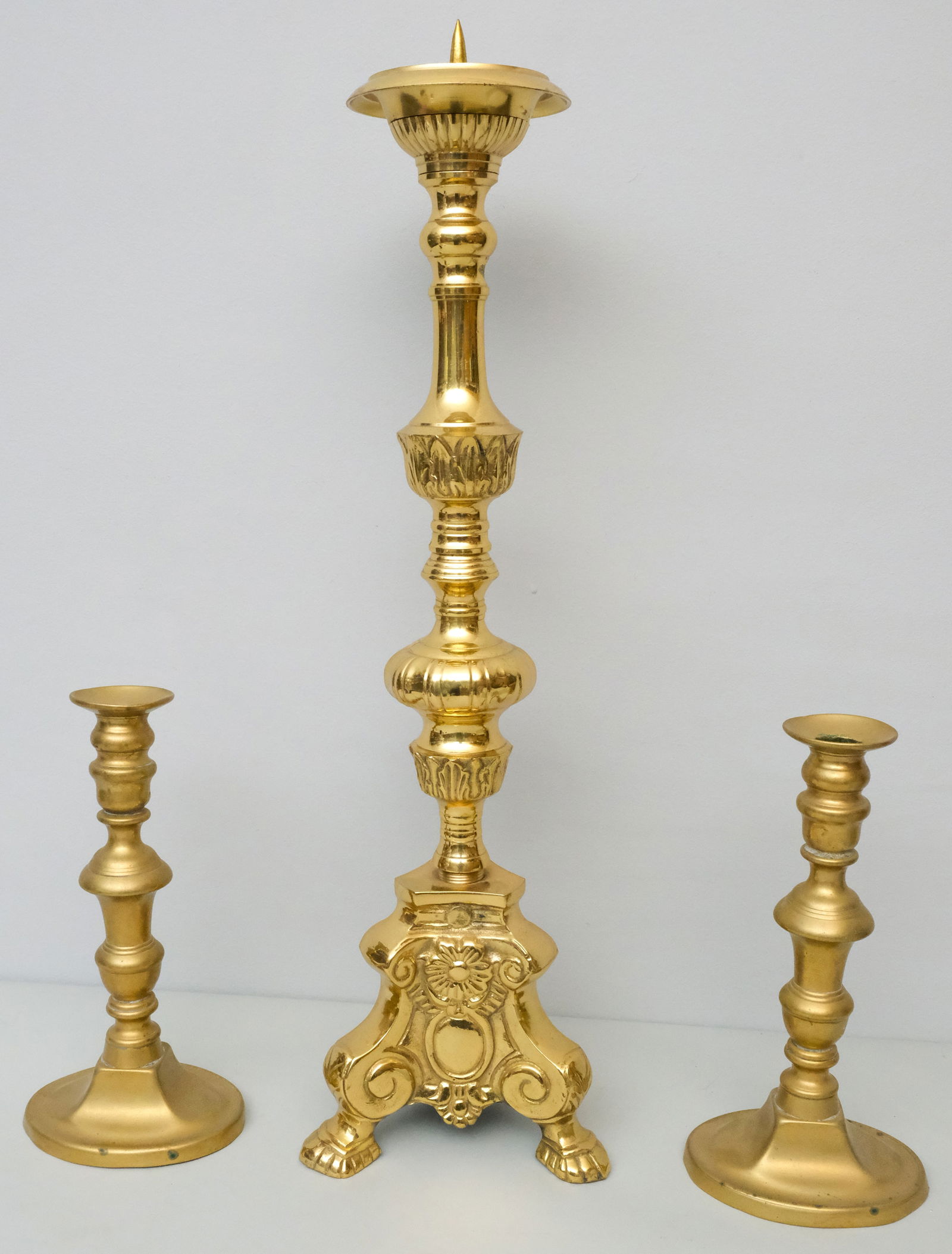 Pair of Antique Brass Candlesticks (1 of 7)