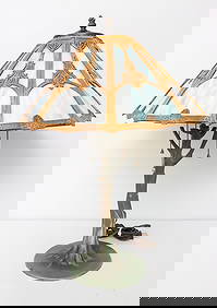 Art Nouveau Lamp with Slag Glass Shade (1 of 8)