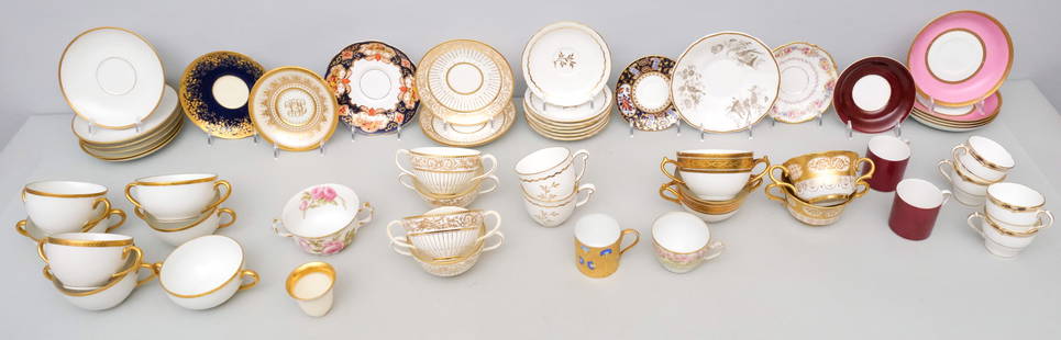 Large Group of Fine Porcelain Cups and Saucers: Including Derby, Minton, Tiffany and more. Fun lot!