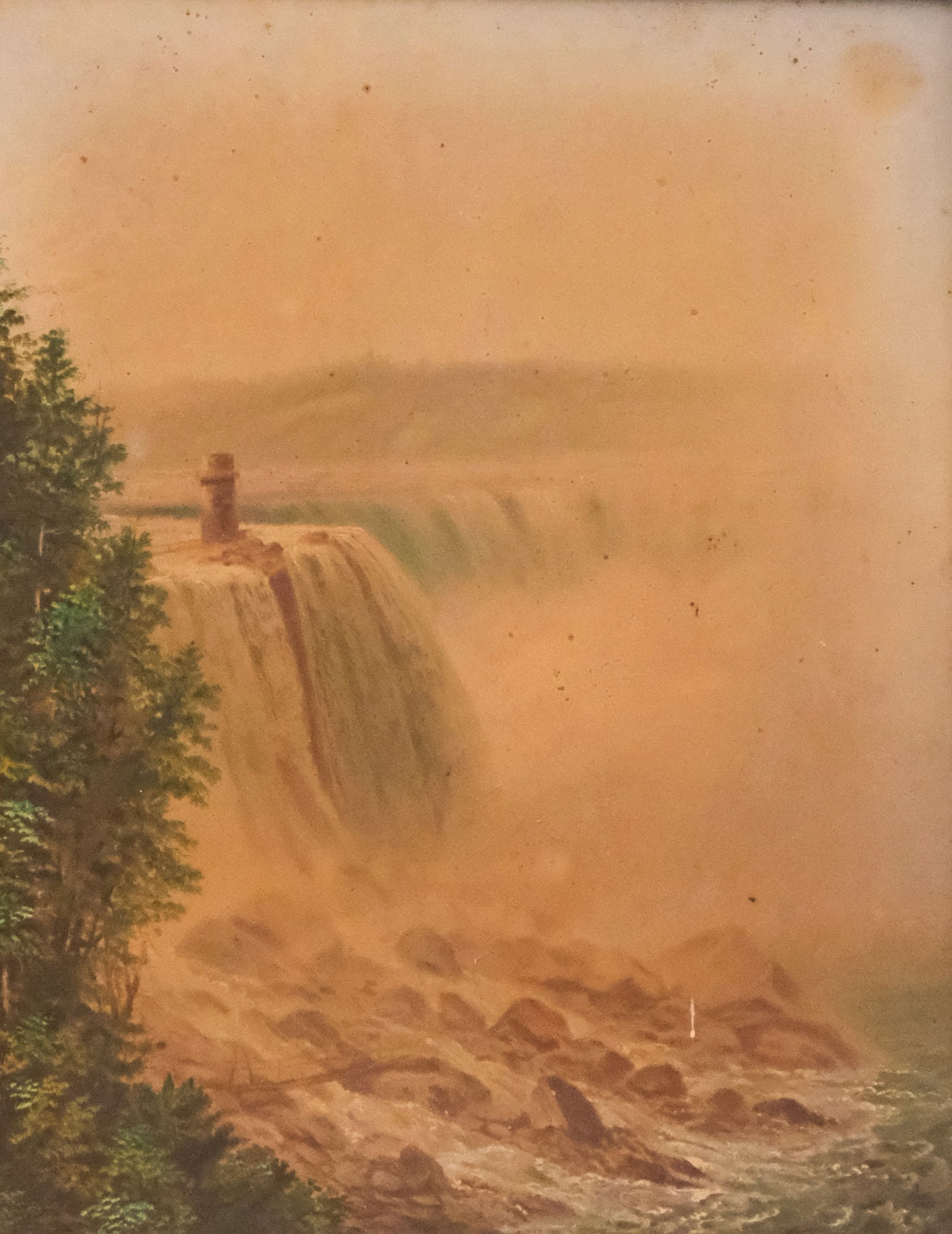 After V. M. Griswold, "Niagara Falls": After Victor Moreau Griswold (American, 1819-1872), 19th century chromolithograph on canvas from Colton, Zahm, and Roberts, New York, 12" x 10" canvas, 19" x 16 1/2" framed.50