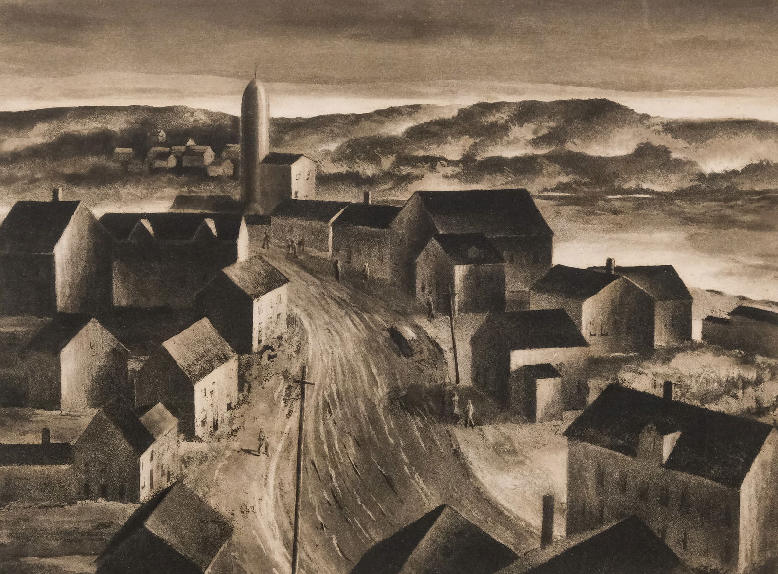 Samuel Margolies, "Gloucester Sunrise": Samuel Margolies (American, 1897-1974), etching on paper depicting a New England sunrise, titled l.l., signed in pencil l.r., 10 1/2" x 13 3/4" image size, 15 1/4" x 18" framed.