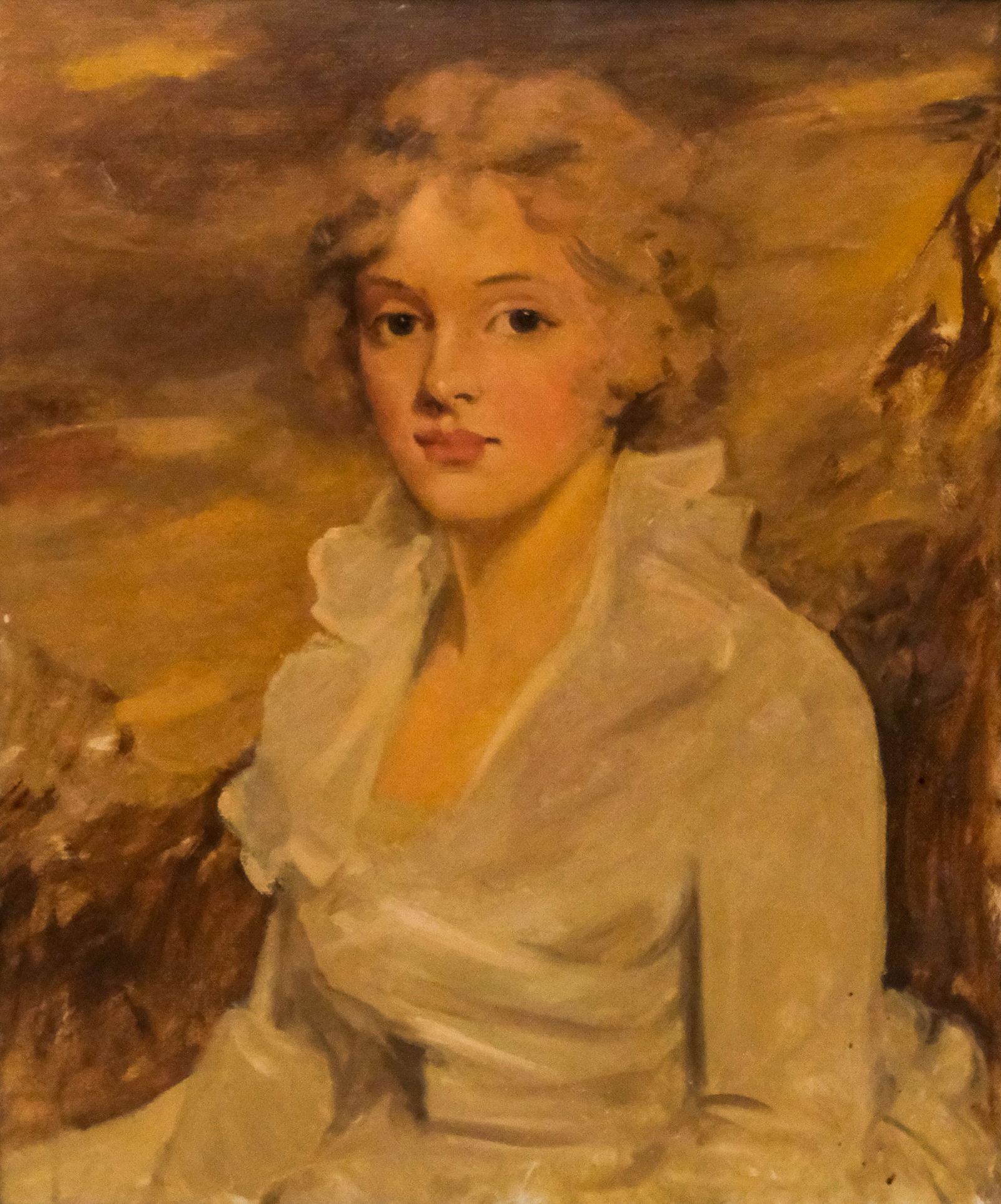 William MacLean, Portrait of Miss Eleanor Urquhart: William MacLean (American, 1897-1977), after Sir Henry Raeburn, oil on canvas depicting a seated portrait of Eleanor Urquhart, titled and signed verso, 24" x 20" canvas, 27 1/2" x 23 1/2" framed.