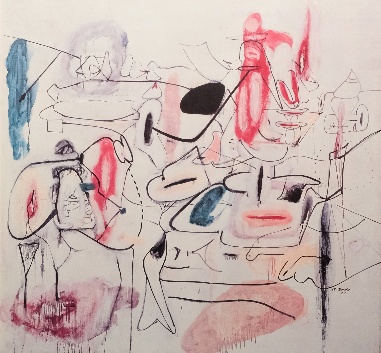 1981 Arshile Gorky Retrospective Poster: 1981 poster for a retrospective exhibition of the work of Arshile Gorky (American, 1904-1948), 31 1/4" x 21 1/2" sight size, 32 1/2" x 23 1/4" framed.