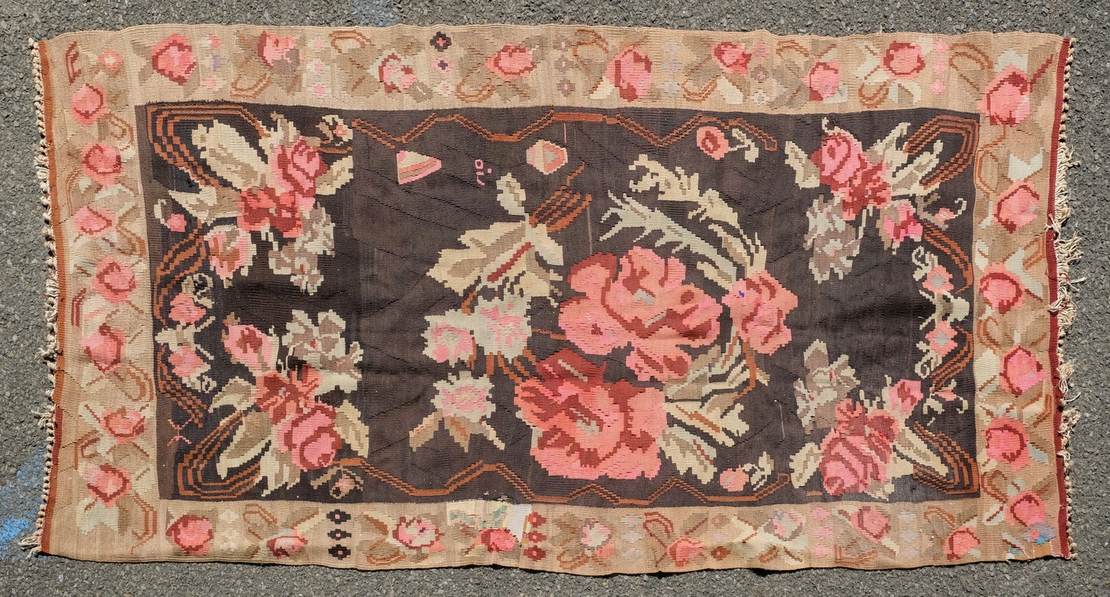 Vintage Persian Rug 50" x 105": 20th century, in the French taste, 50" x 105"