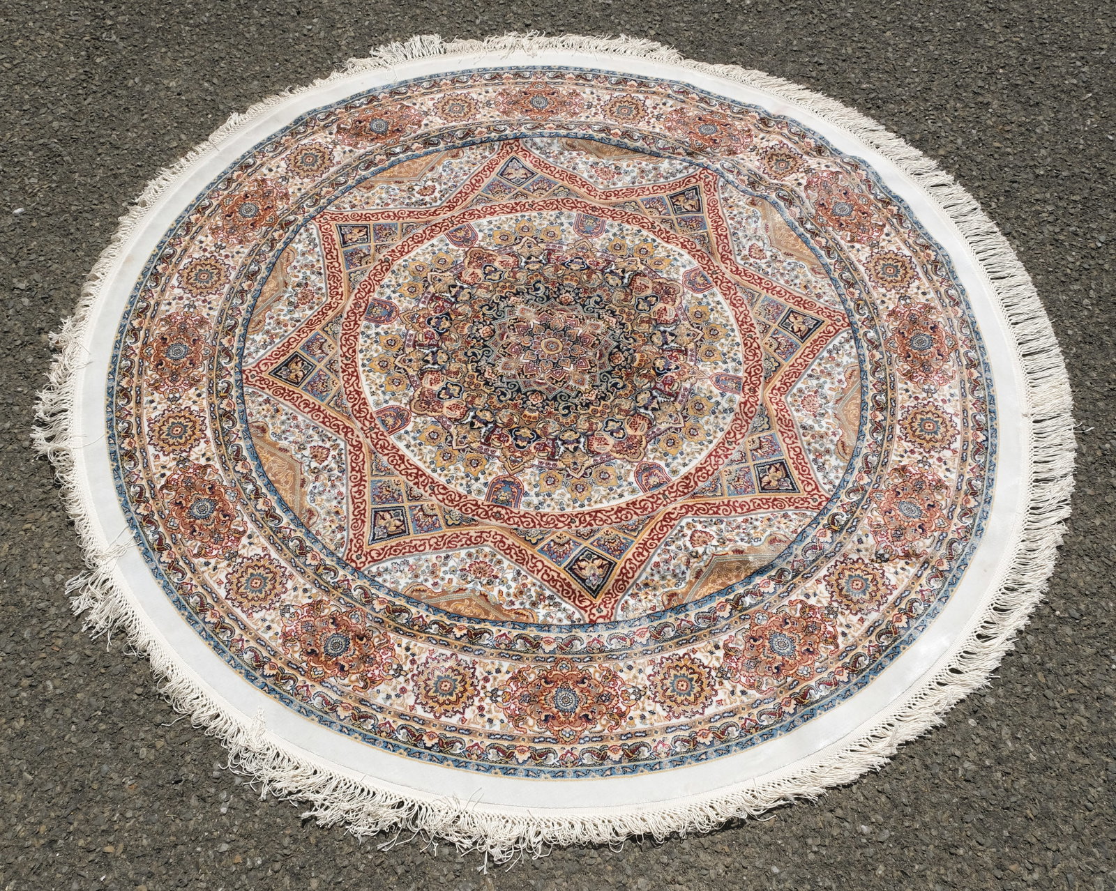 Vintage Circular Sarouk Rug 63" Diameter: 20th century, finely knotted Persian rug, 63" Diameter