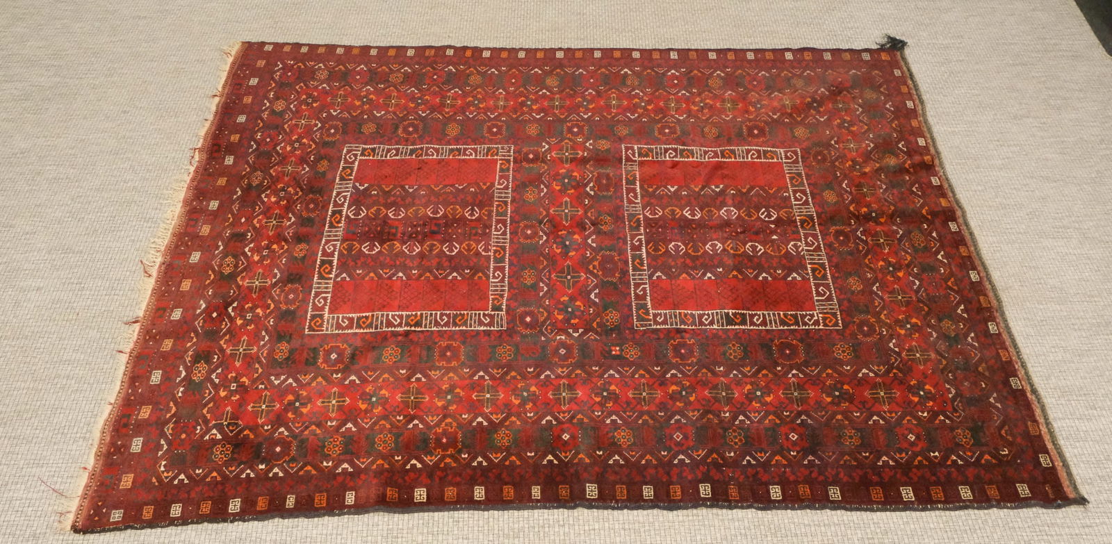 Antique Afghan Tribal Bokhara Rug 60" x 82": Afghanistan, early 20th century, nice antique rug with red color, 60" x 82"