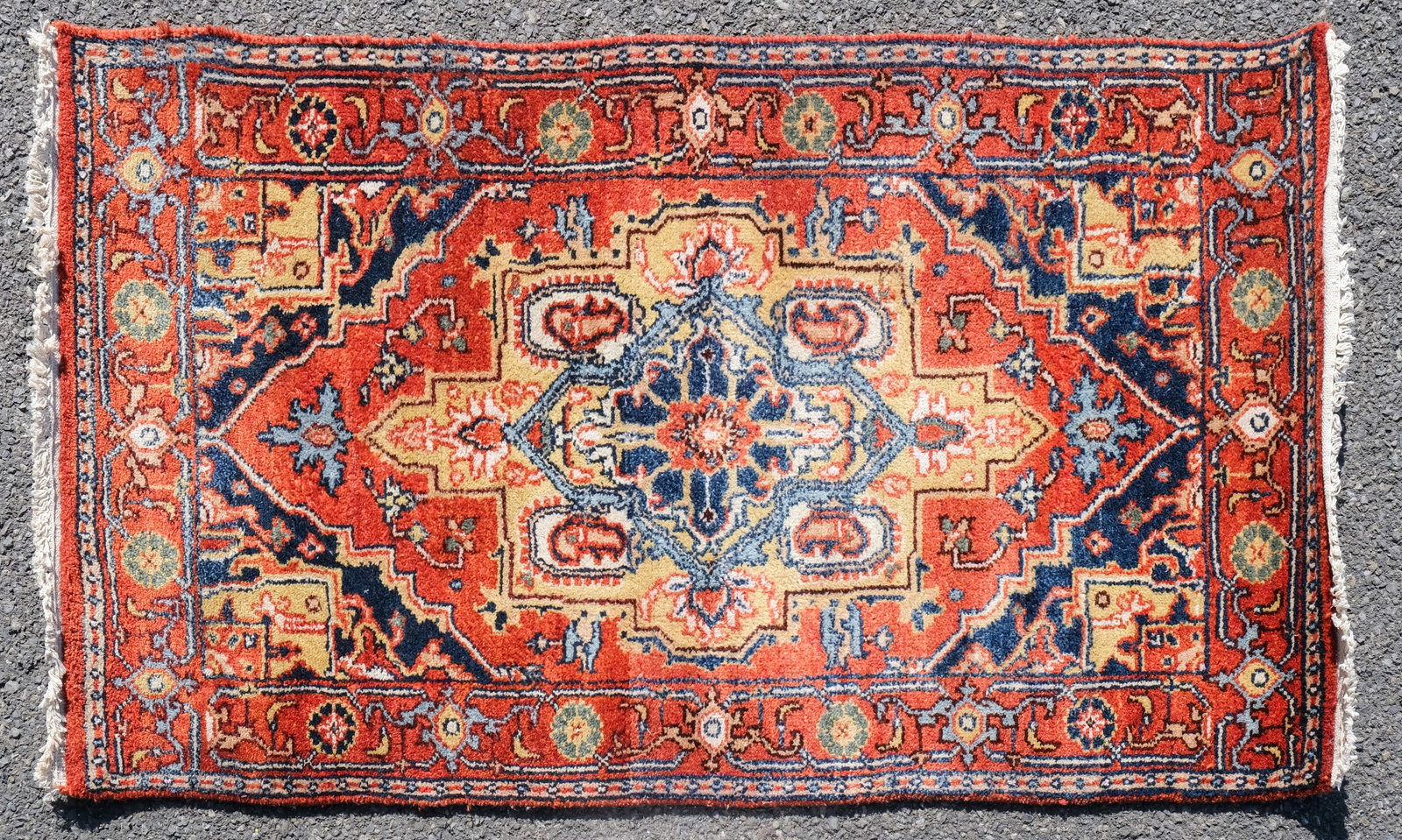 Vintage Heriz Rug 36" X 63": Made in Iran, 20th century. Measures 36" X 63".
