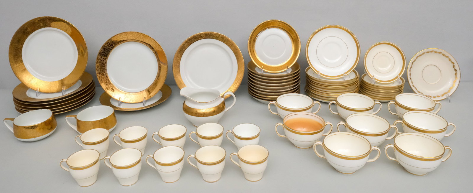 Lot of White & Gold Mixed Porcelain: Including Minton, Royal Bavarian, Lenox and more.